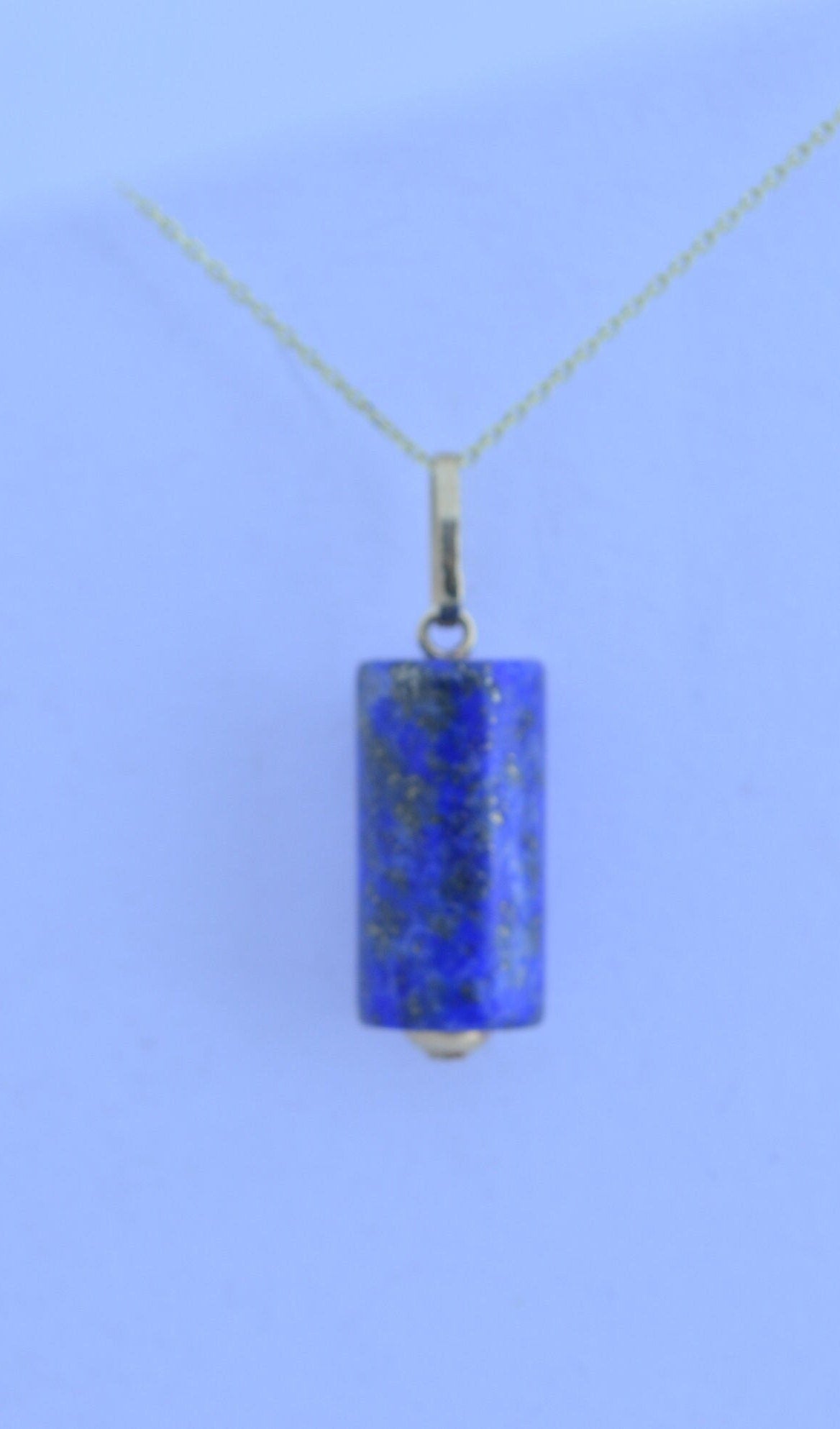 lapis lazuli gold necklace, natural blue gemstone pendant, 18” chain a uk hallmark