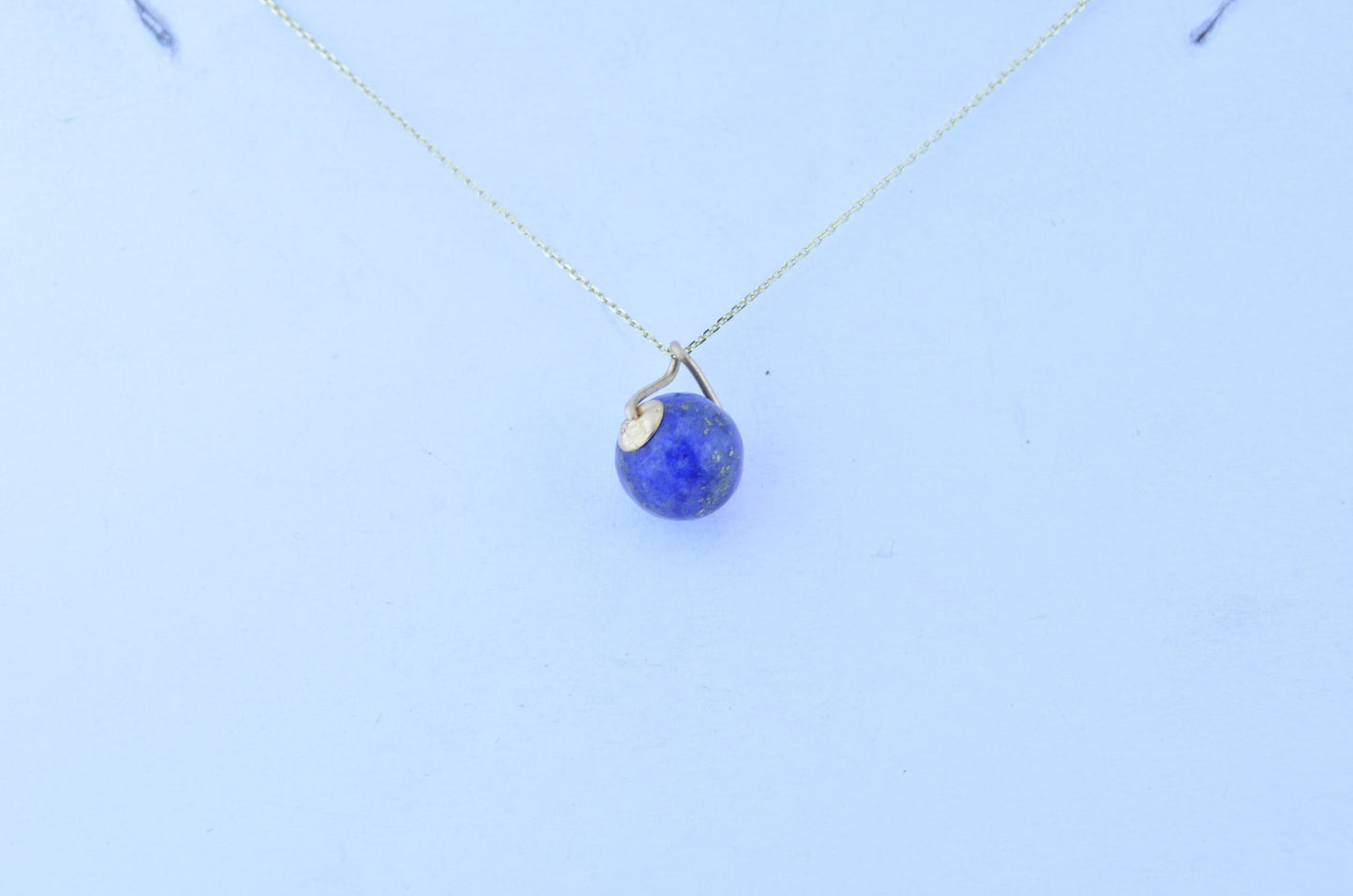 lapis lazuli necklace, solid 9ct yellow gold pendant, bell shape natural blue gemstone, 18” chain a uk hallmark