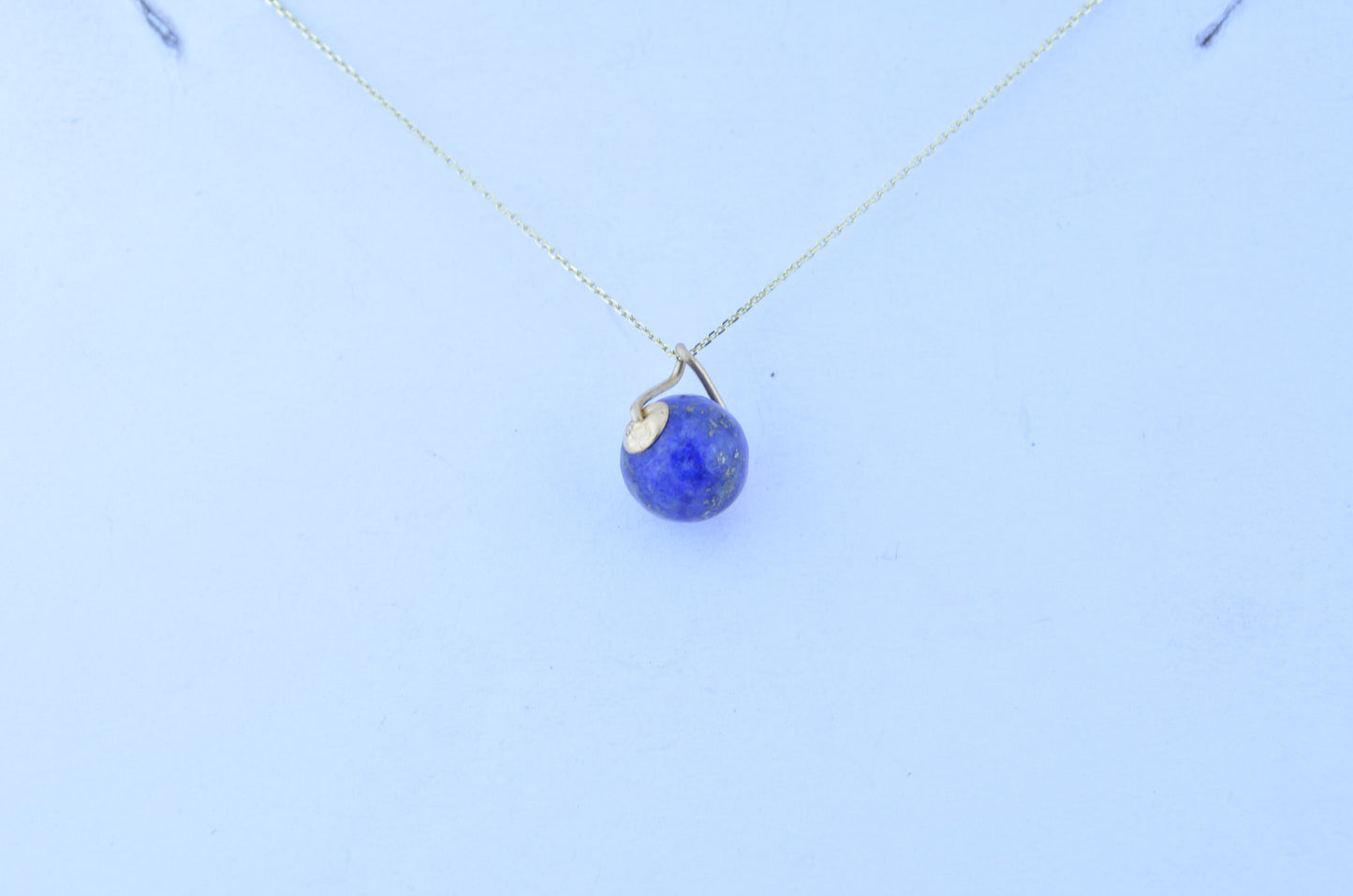 lapis lazuli necklace, solid 9ct yellow gold pendant, bell shape natural blue gemstone, 18” chain a uk hallmark