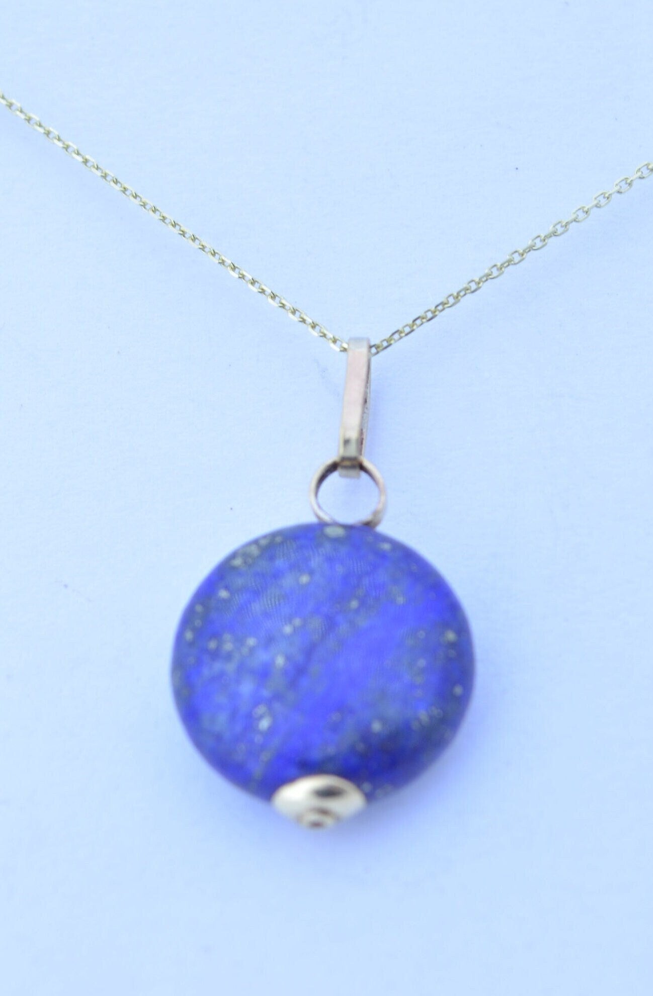 lapis lazuli necklace, natural blue gemstone pendant, 18” chain uk hallmark