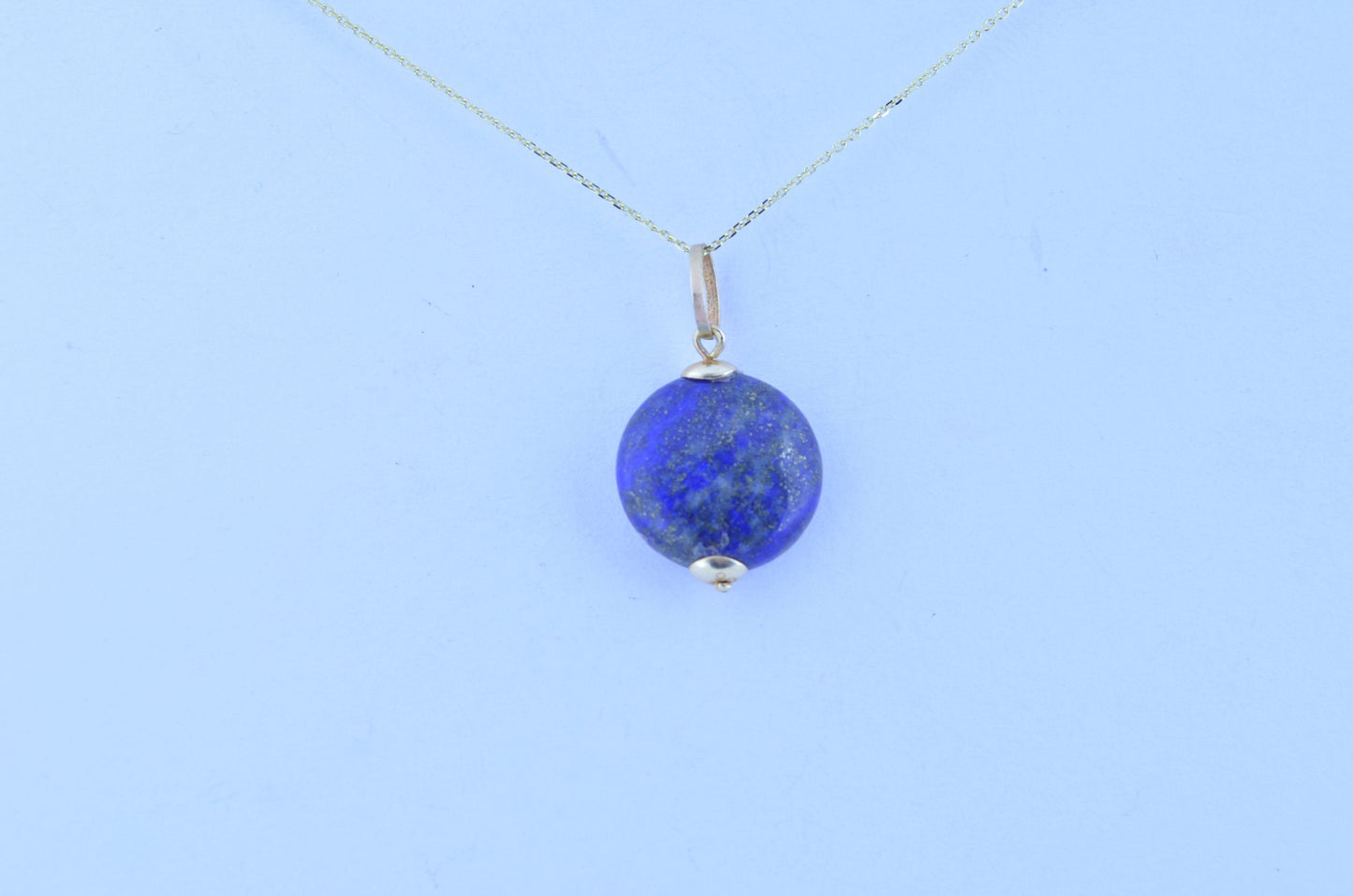 lapis lazuli gold necklace, natural blue gemstone pendant, 18” chain a uk hallmarked