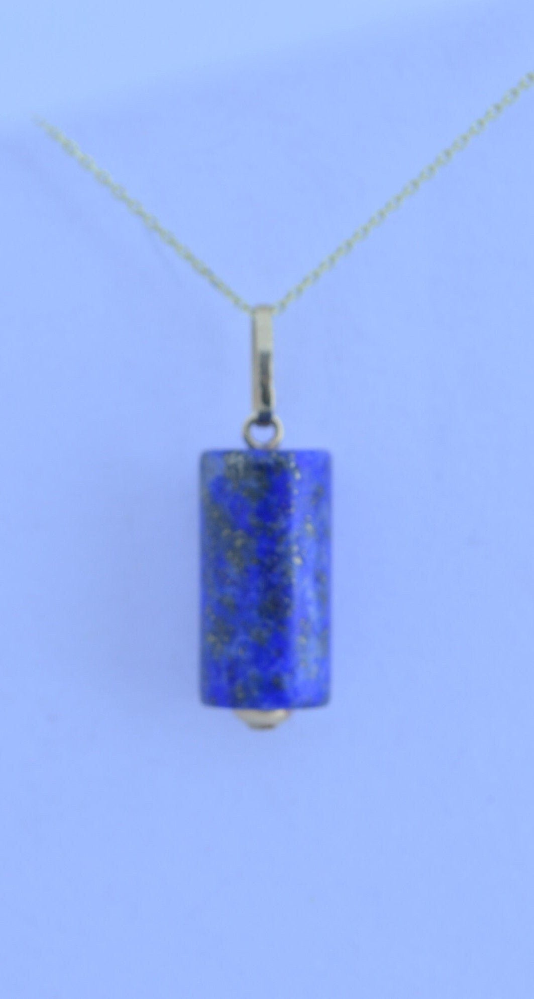 lapis lazuli gold necklace, natural blue gemstone pendant, 18” chain a uk hallmark