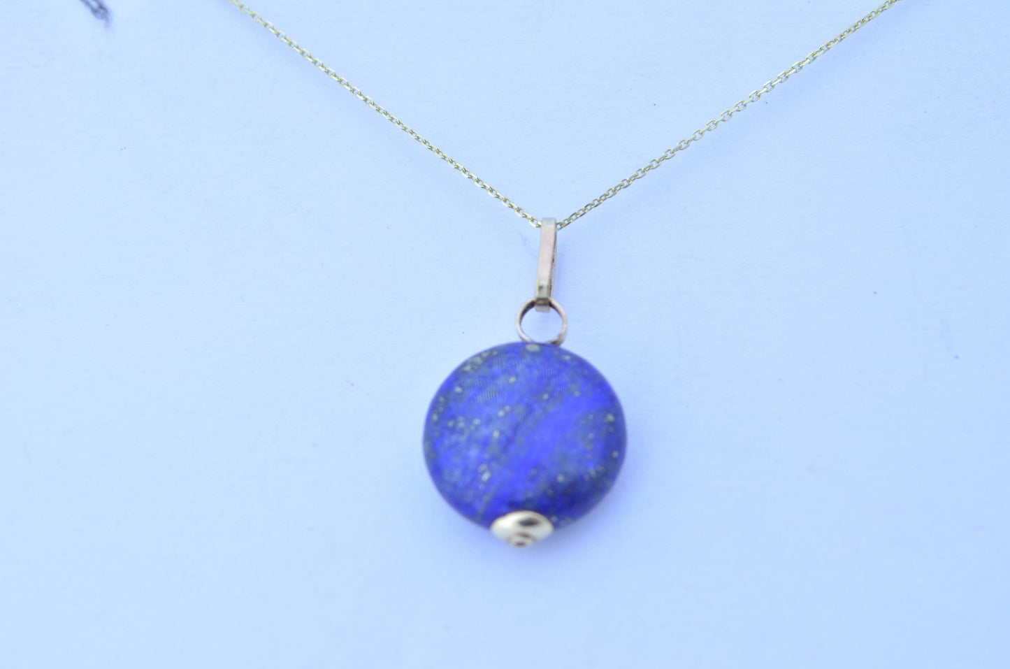 lapis lazuli necklace, natural blue gemstone pendant, 18” chain uk hallmark