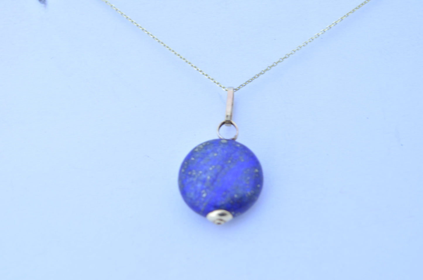 lapis lazuli necklace, natural blue gemstone pendant, 18” chain uk hallmark
