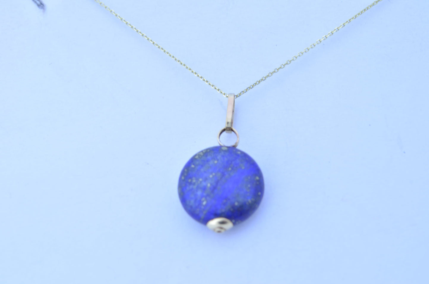 lapis lazuli necklace, natural blue gemstone pendant, 18” chain uk hallmark