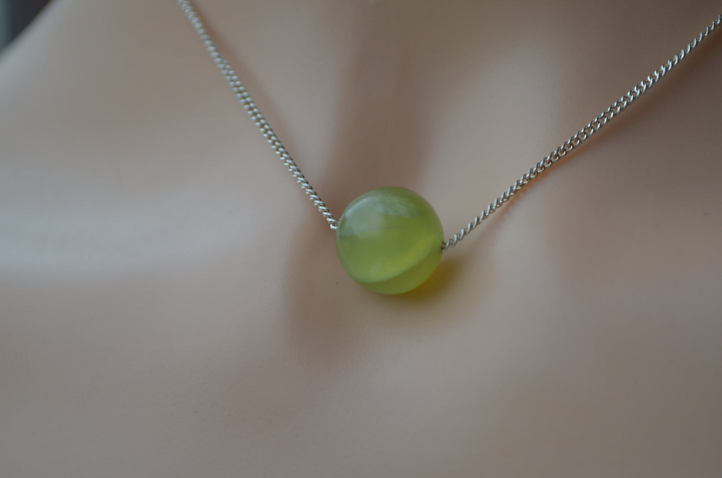 jade necklace, solid sterling silver 18” chain