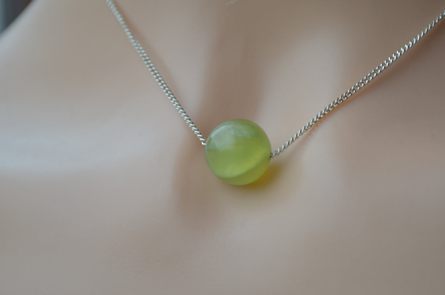 jade necklace, solid sterling silver 18” chain