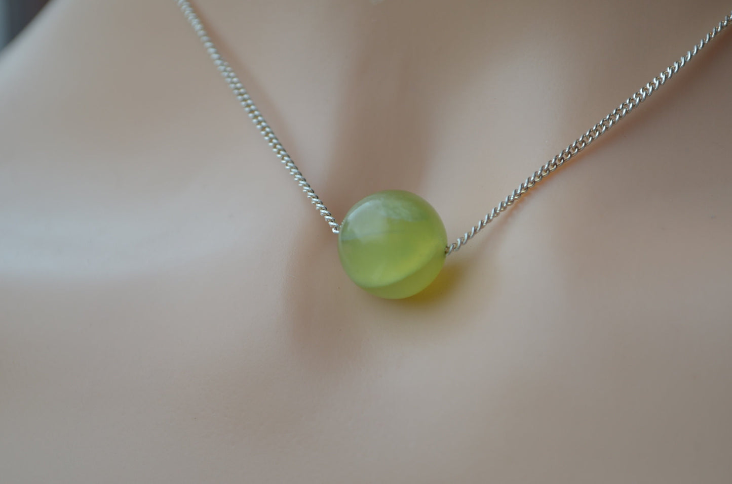 jade necklace, solid sterling silver 18” chain