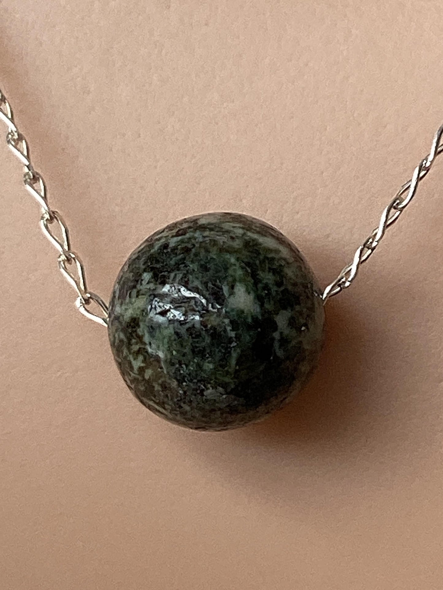 silver Preseli Bluestone bead necklace