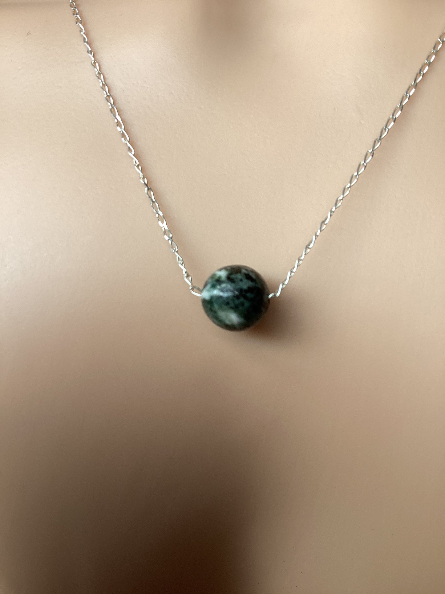 Preseli Bluestone bead silver necklace
