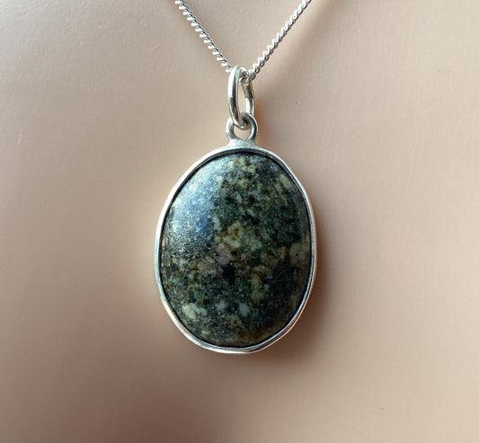 Preseli Bluestone necklace, 925 sterling silver 18” silver chain