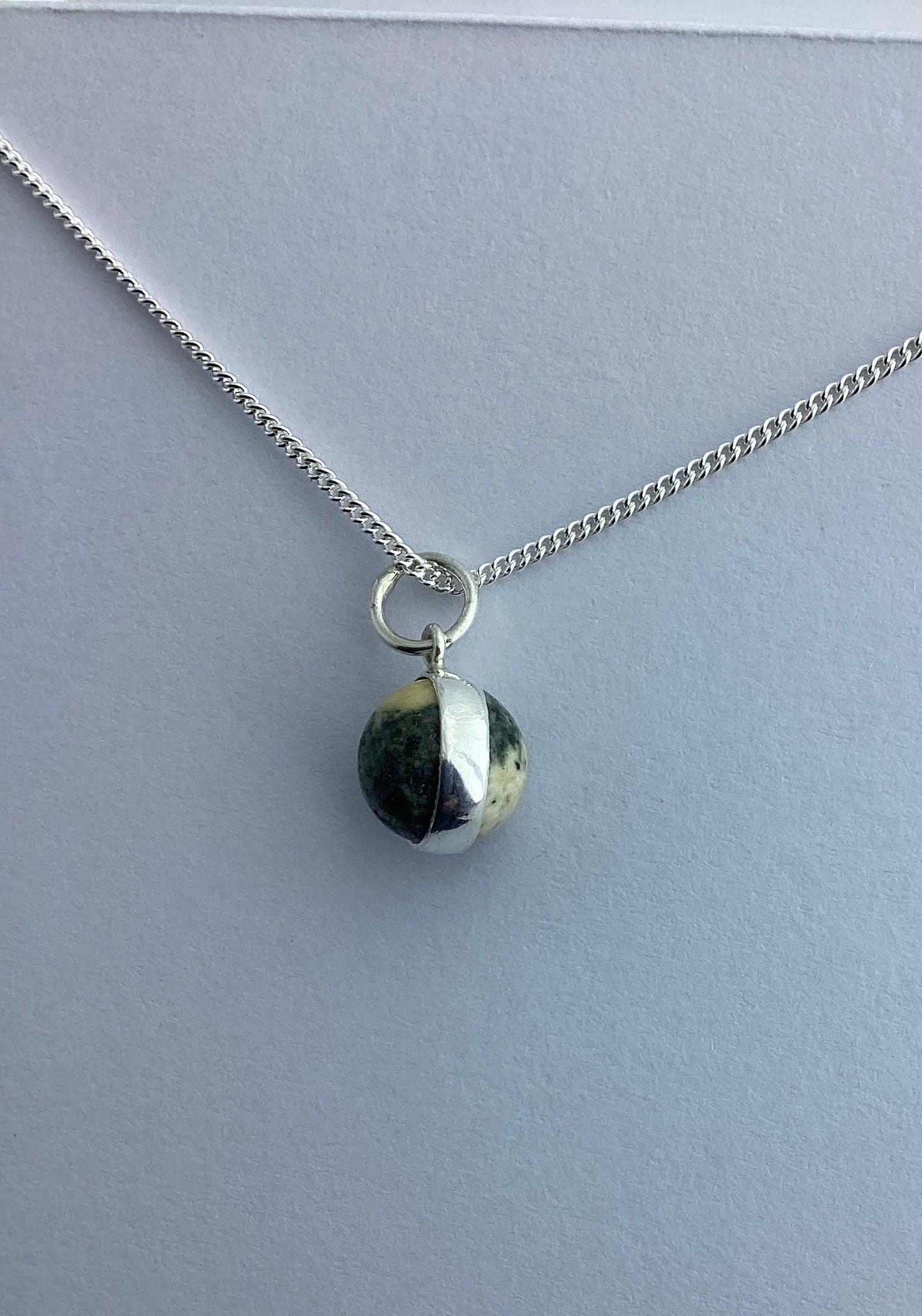 Preseli Bluestone small charm pendant,solid 925 sterling silver, 18” chain