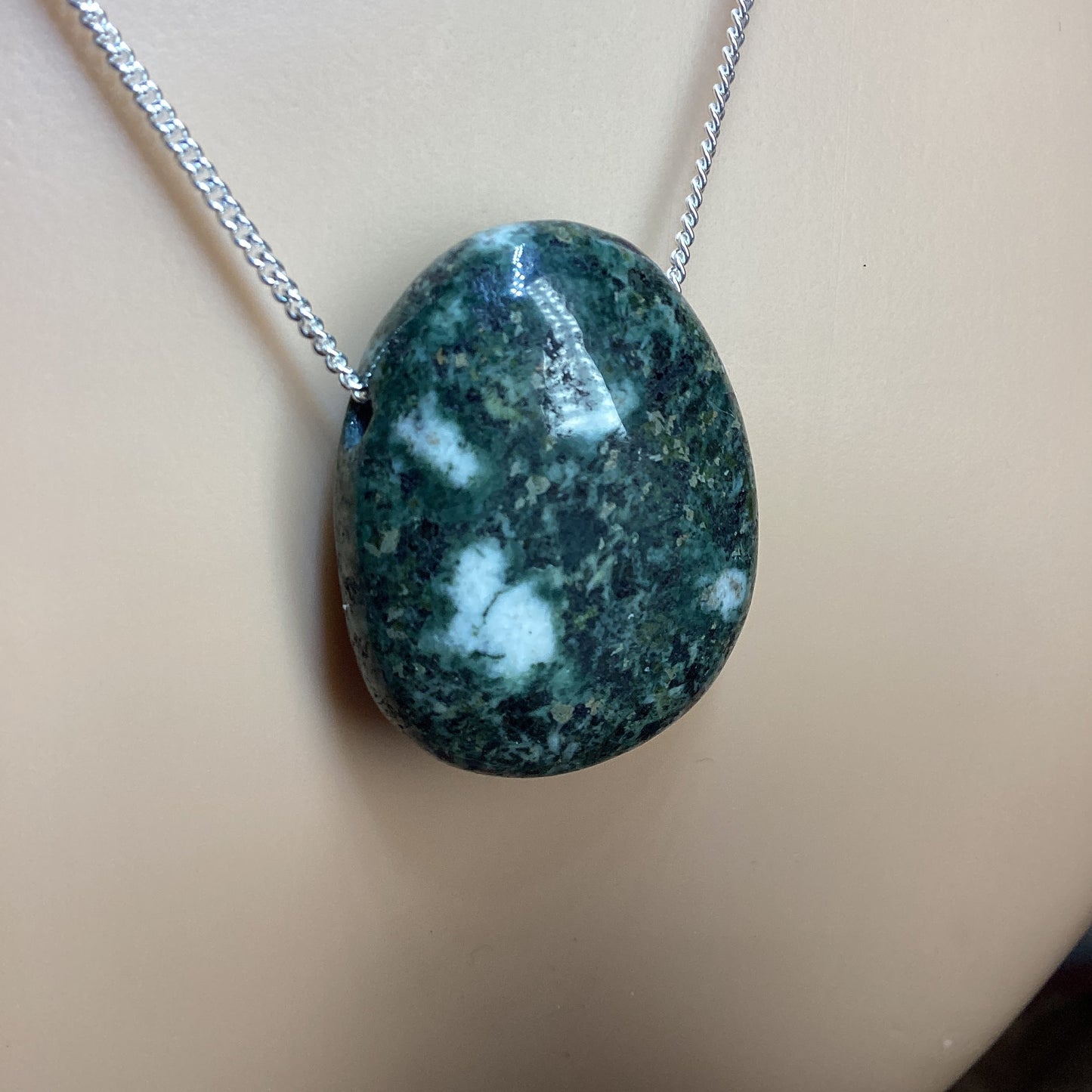 Preseli Bluestone necklace, solid 925 sterling silver 18” chain