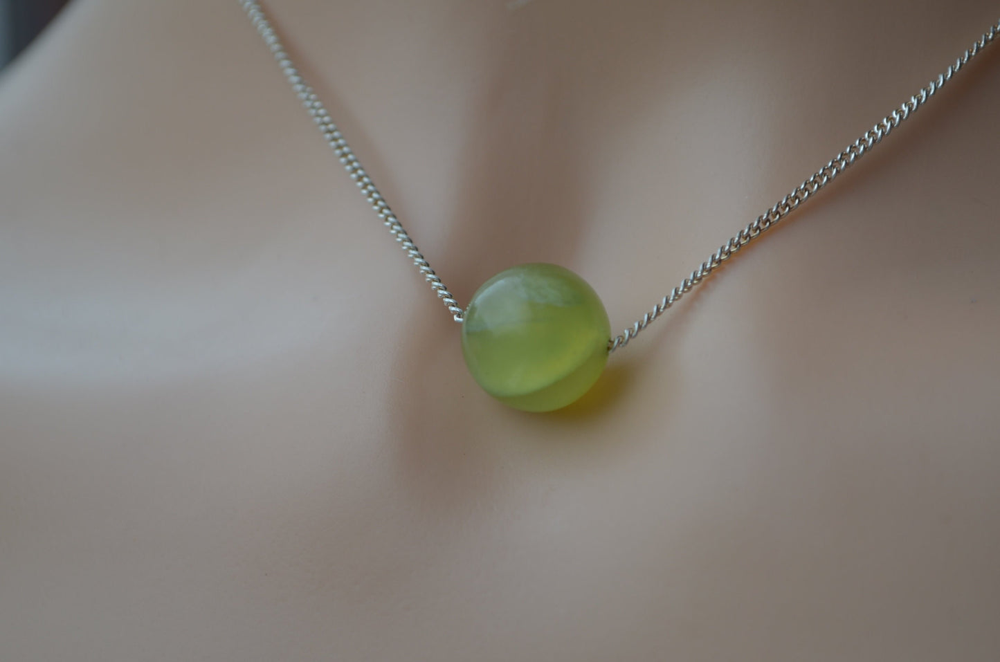 jade necklace, solid sterling silver 18” chain