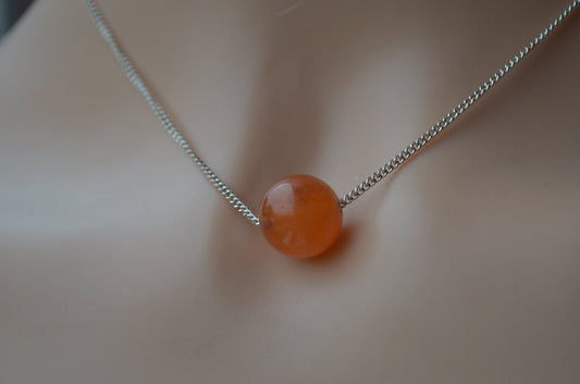 sterling silver necklace, natural red aventurine, 18” chain