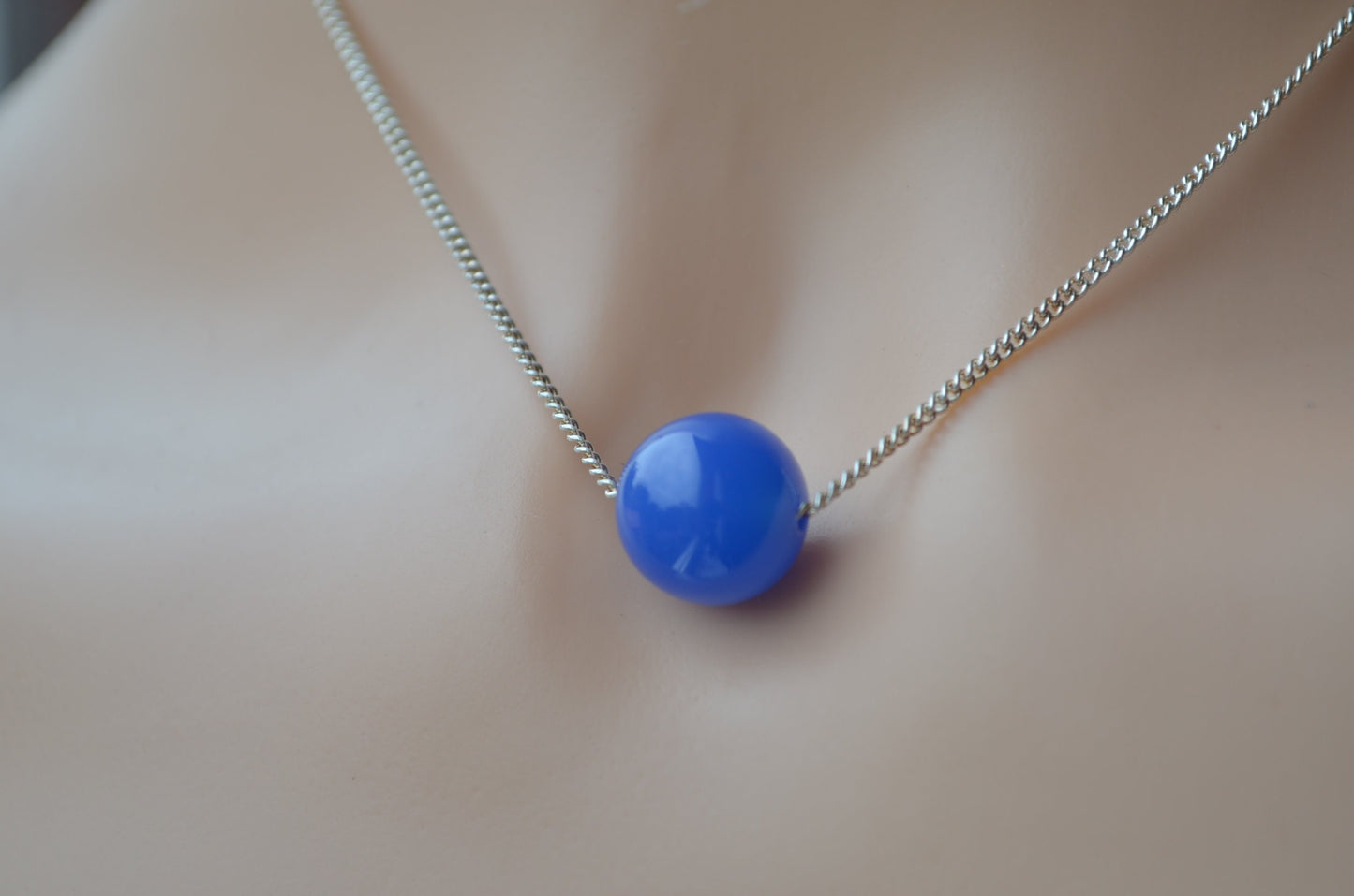 blue onyx necklace, solid sterling silver 18” chain
