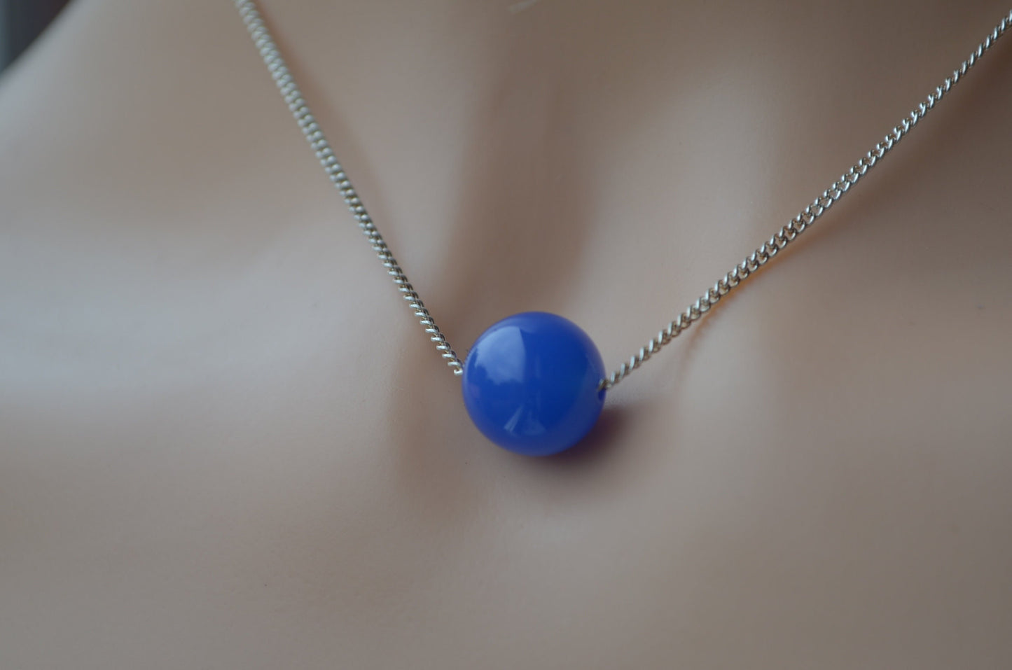 blue onyx necklace, solid sterling silver 18” chain