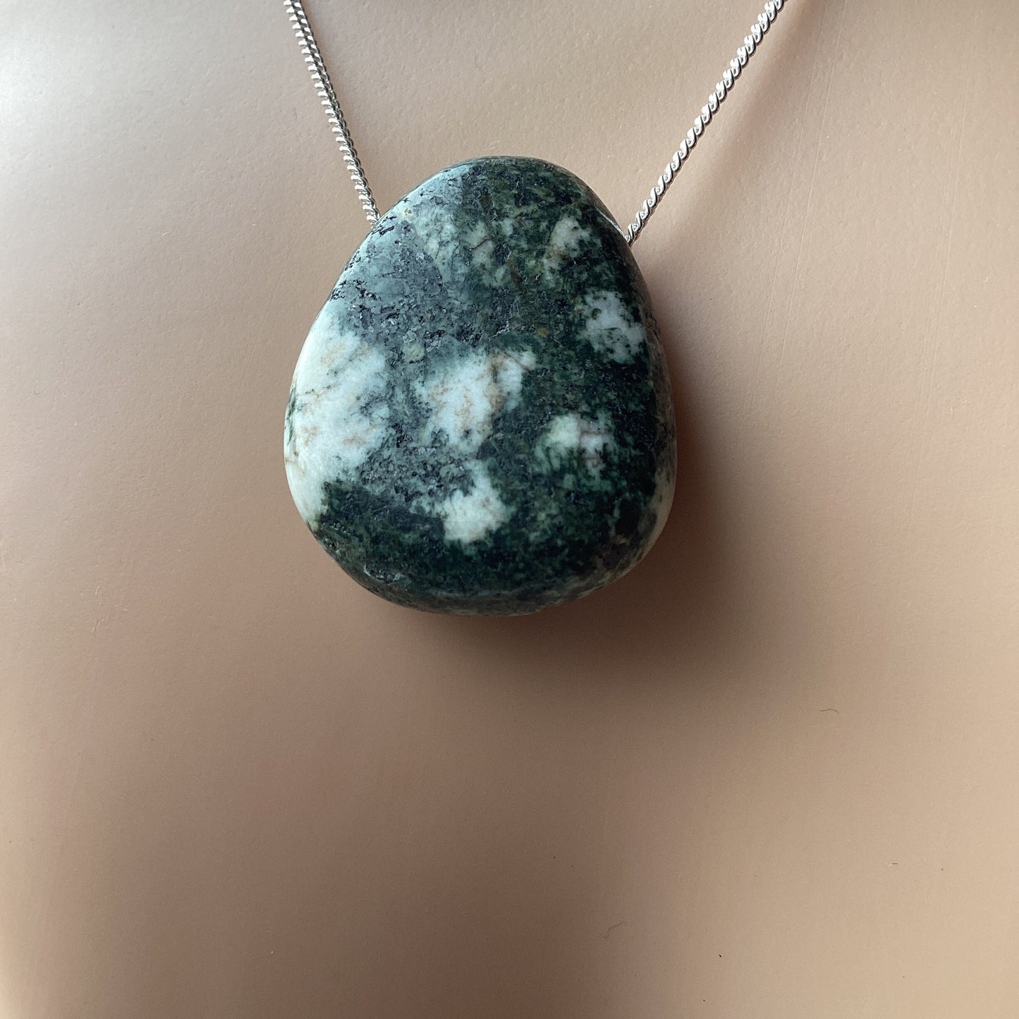Preseli Bluestone pendant, solid 925 sterling silver necklace, 18” chain