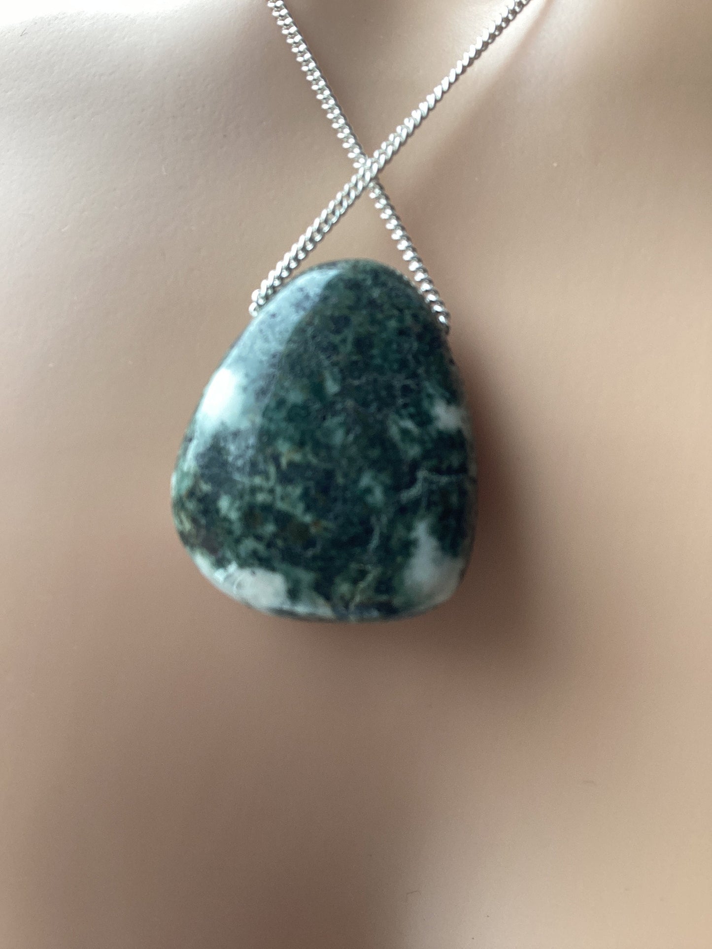 welsh Preseli Bluestone pendant, solid 925 sterling silver necklace, 18” chain
