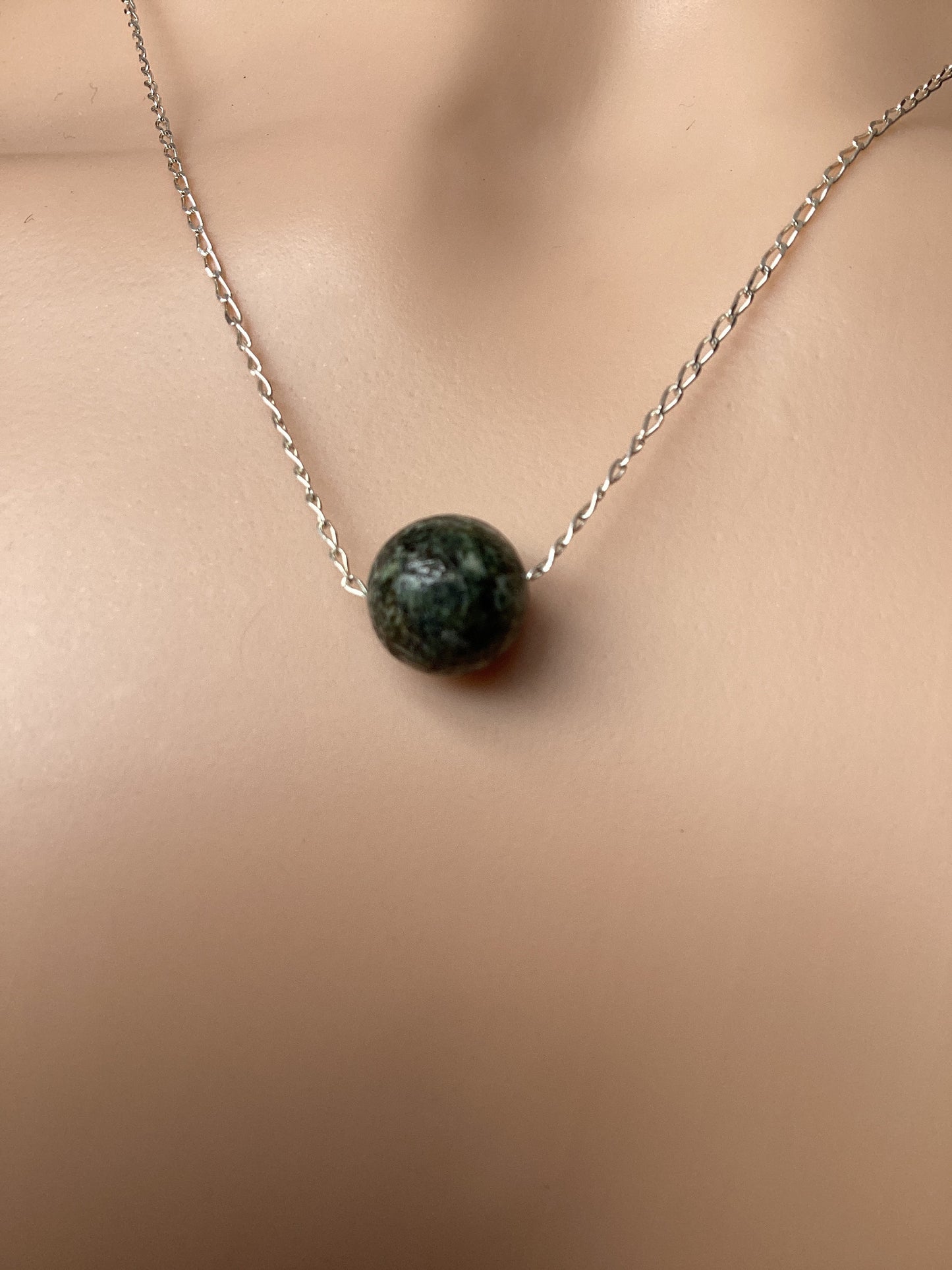 silver Preseli Bluestone bead necklace