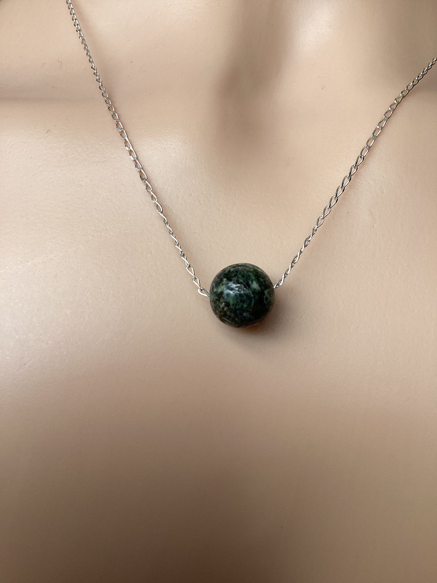 silver Preseli Bluestone bead necklace