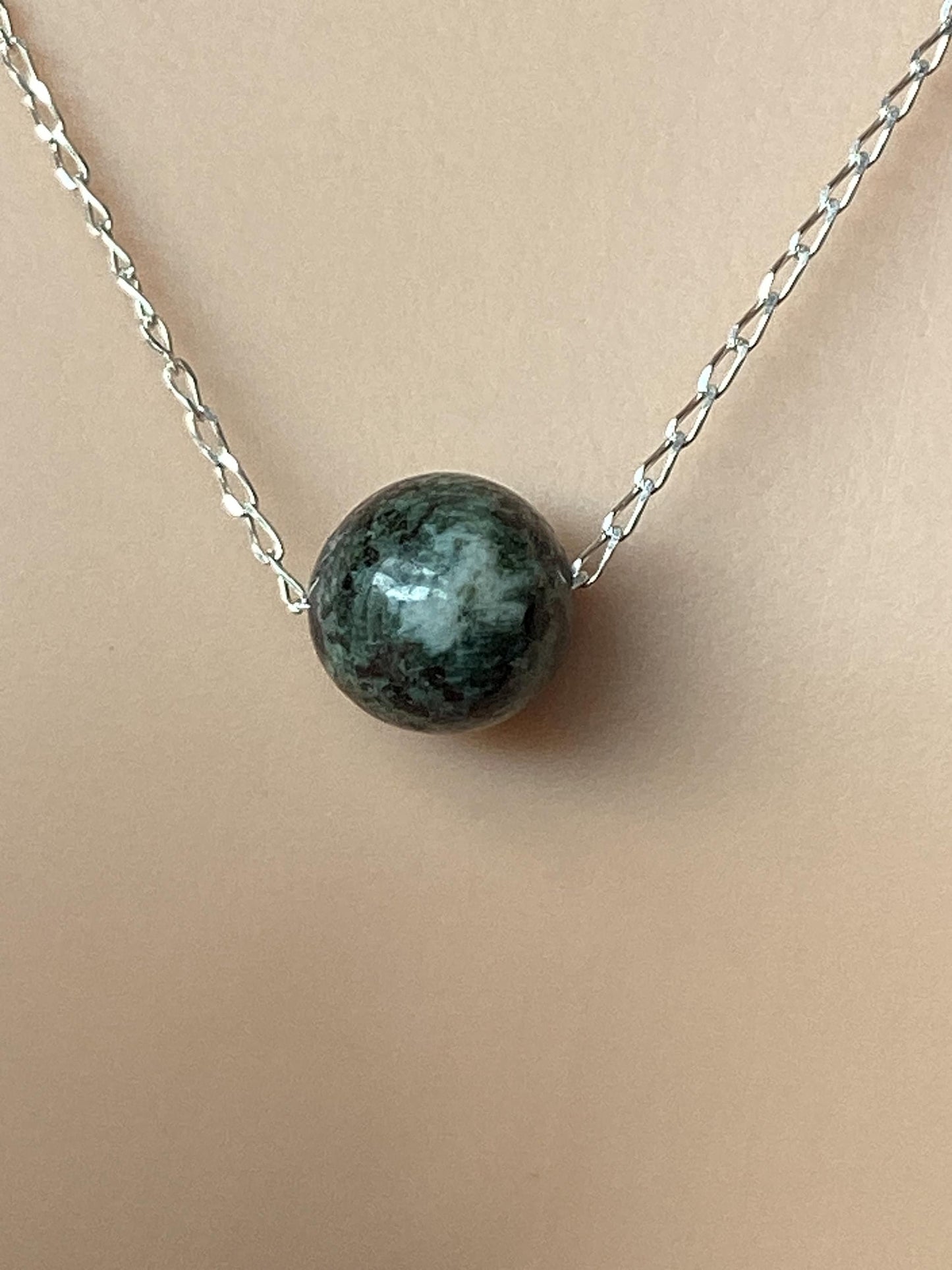 Preseli Bluestone bead silver necklace