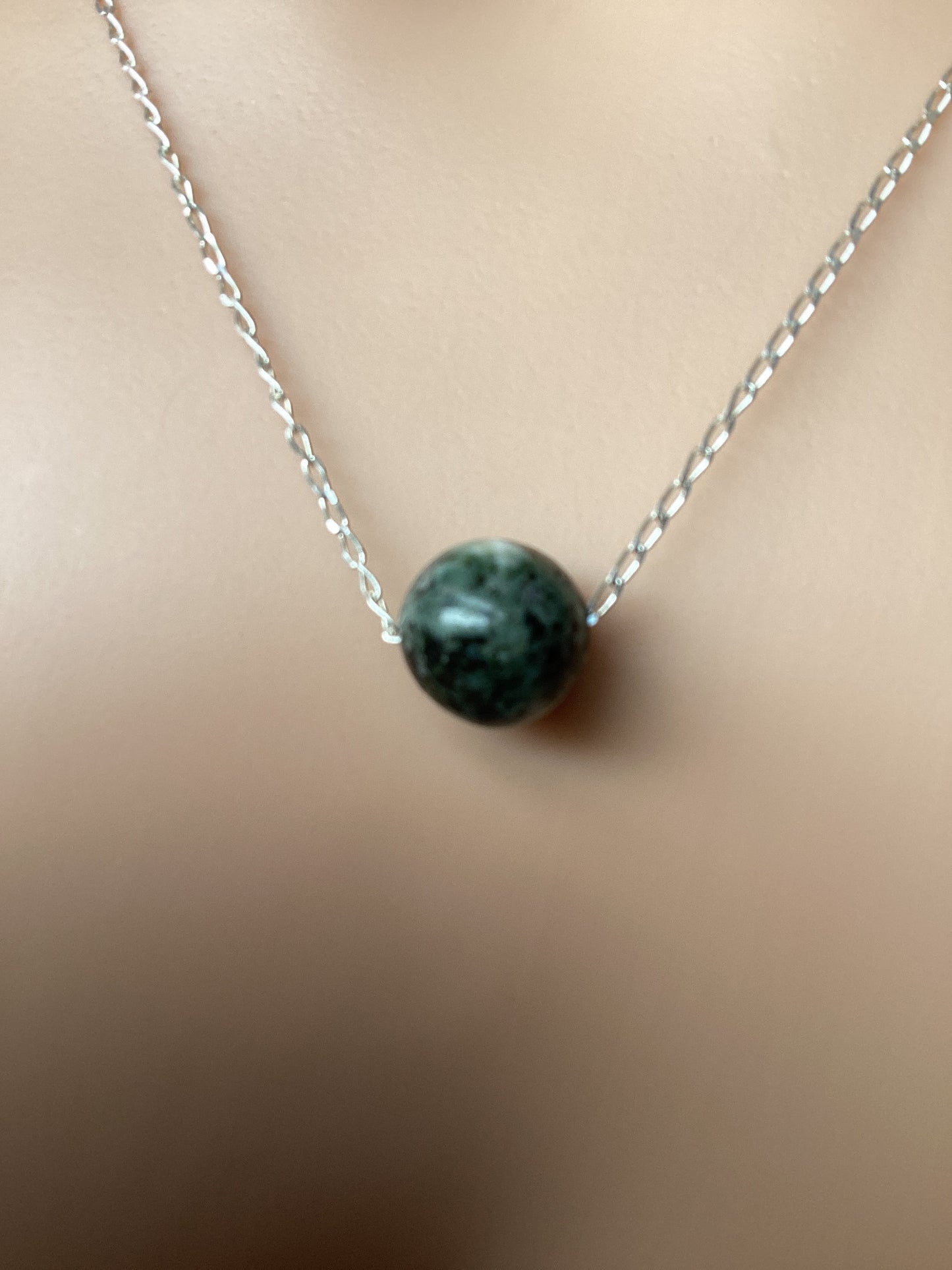 Preseli Bluestone bead silver necklace