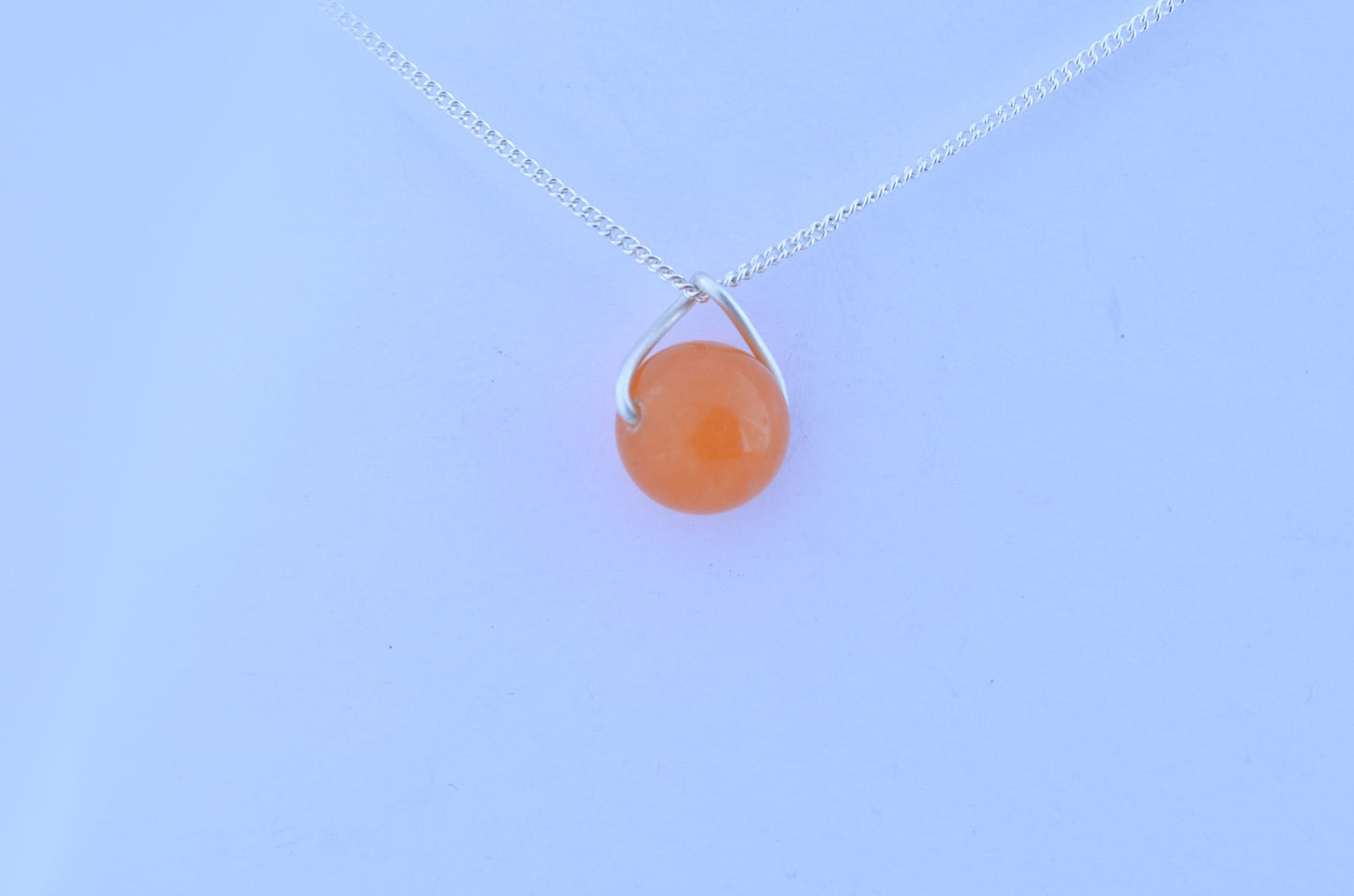 silver red aventurine pendant, natural round shape gemstone, 18” chain necklace