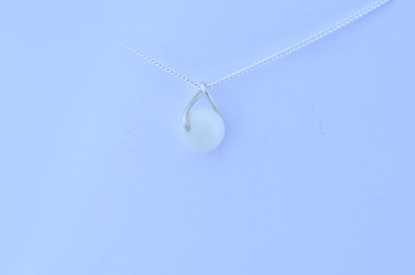 white moonstone silver necklace, round shape natural stone pendant, 18” chain