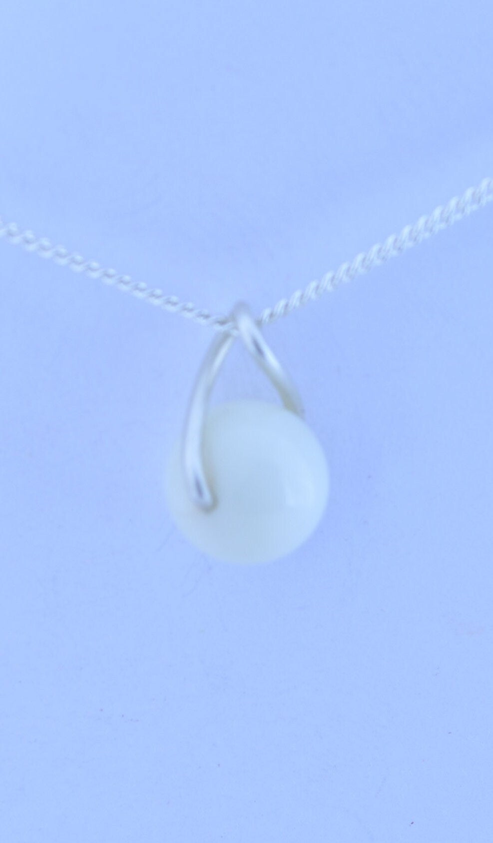 white moonstone silver necklace, round shape natural stone pendant, 18” chain