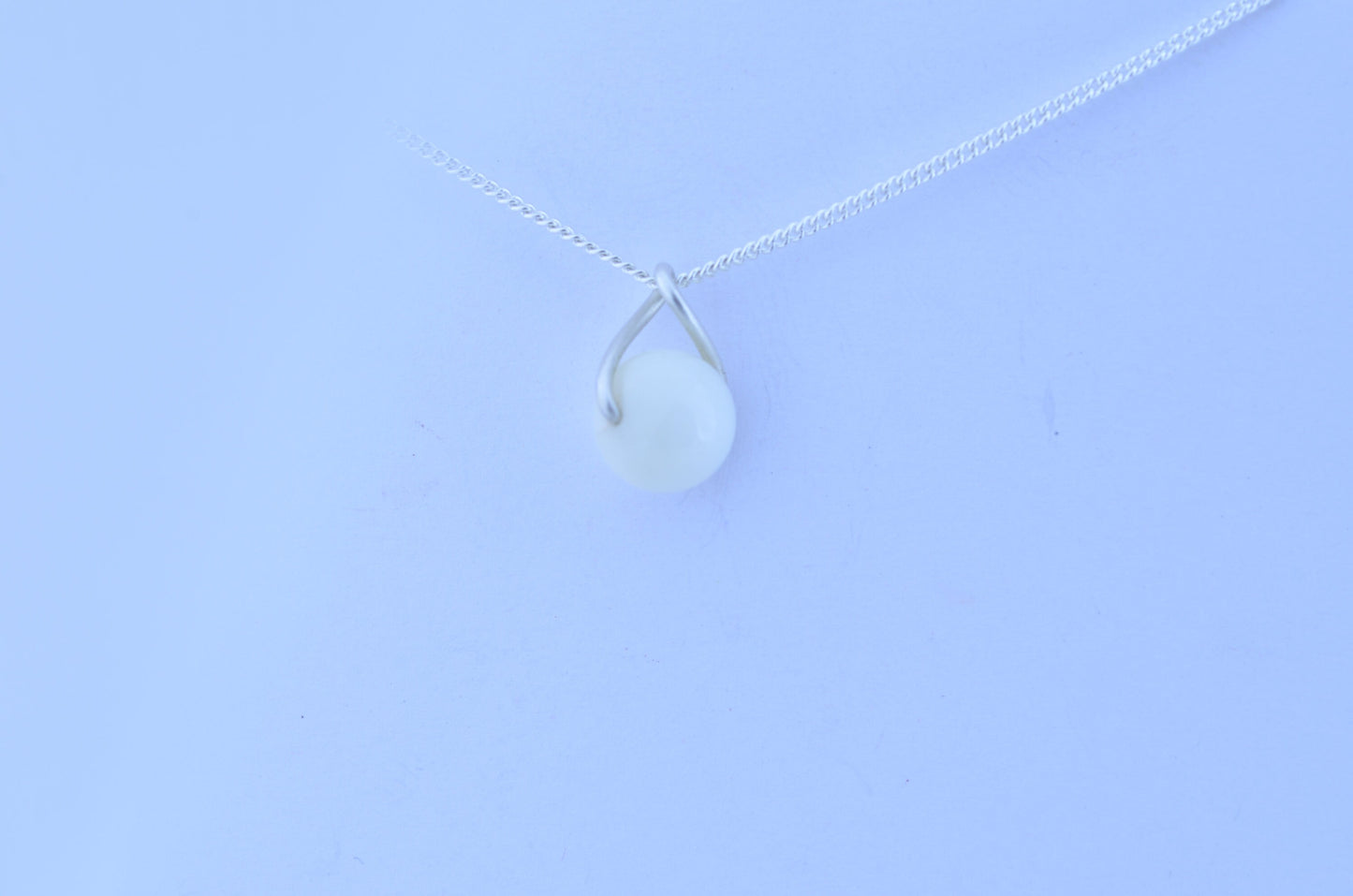 white moonstone silver necklace, round shape natural stone pendant, 18” chain