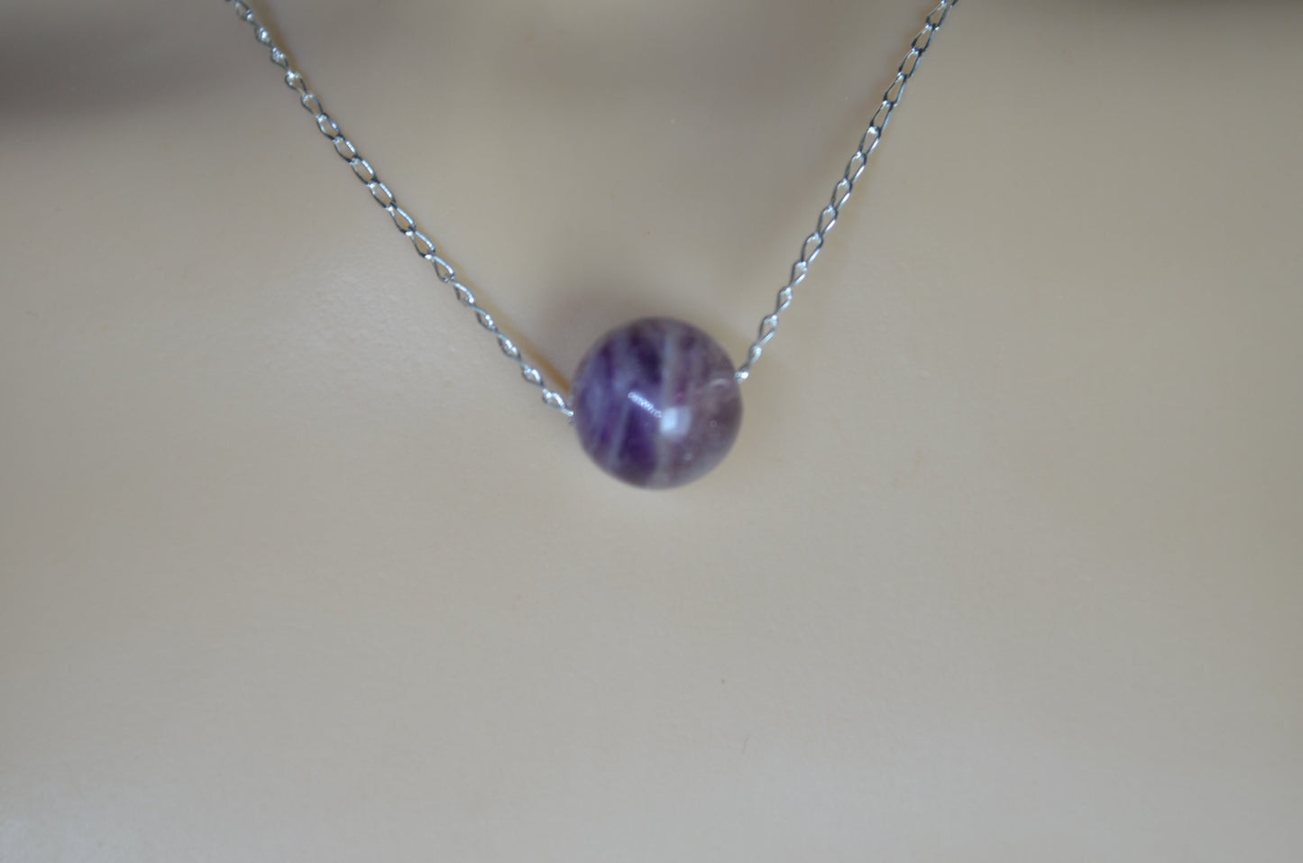 Fluorite bead silver and solid sterling silver chain necklace, bell shape light green natural gemstone