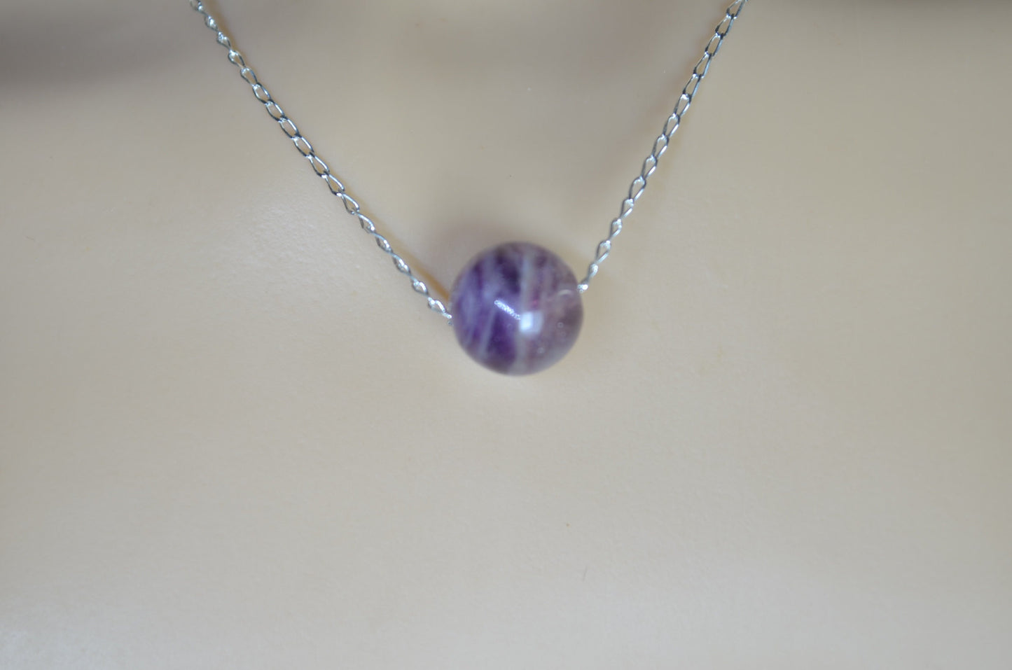 Fluorite bead silver and solid sterling silver chain necklace, bell shape light green natural gemstone