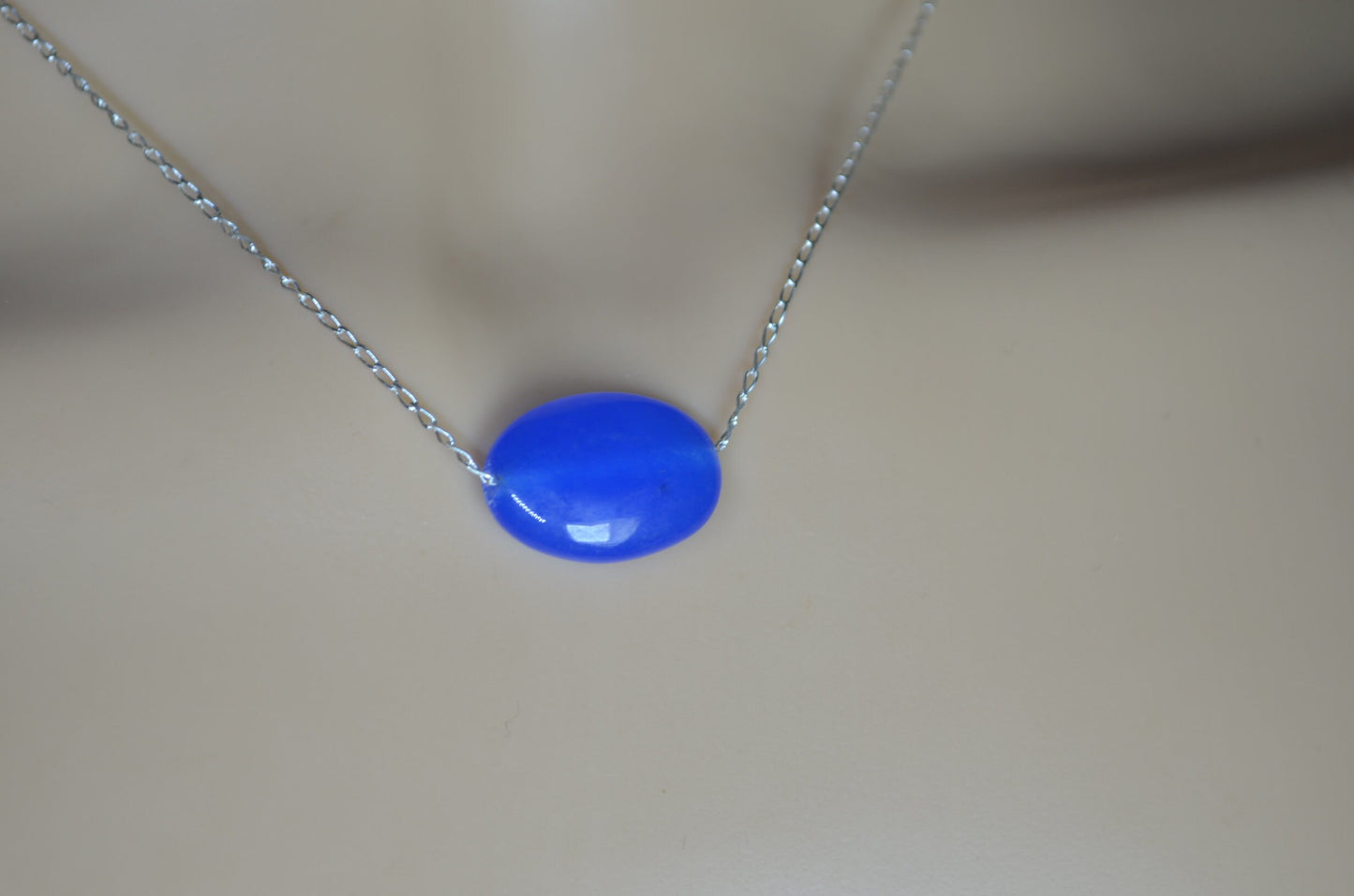 blue agate sterling silver necklace, 18” chain