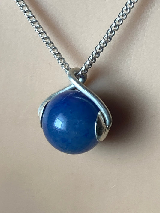 Silver Blue agate necklace