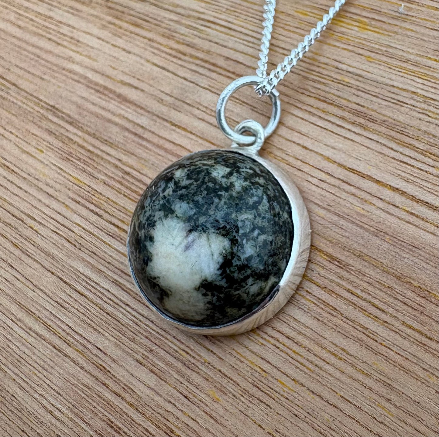 Preseli Bluestone silver pendant and solid 925 sterling silver, 18” chain