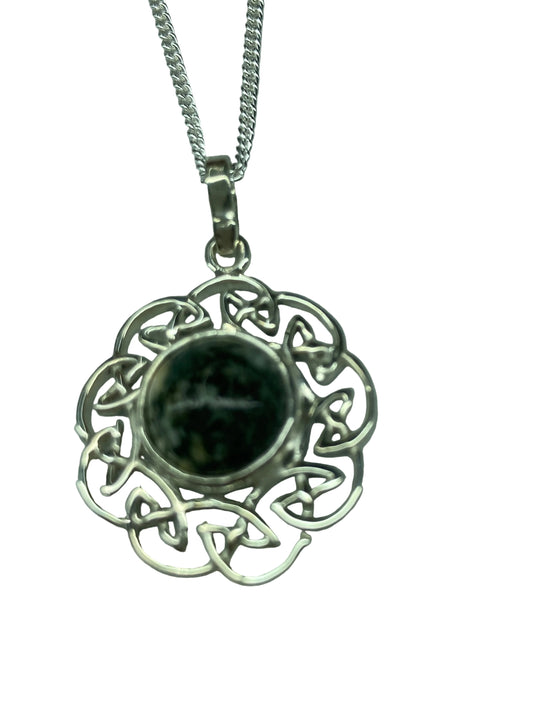 Preseli Bluestone and silver necklace, solid 925 sterling silver, 18” chain