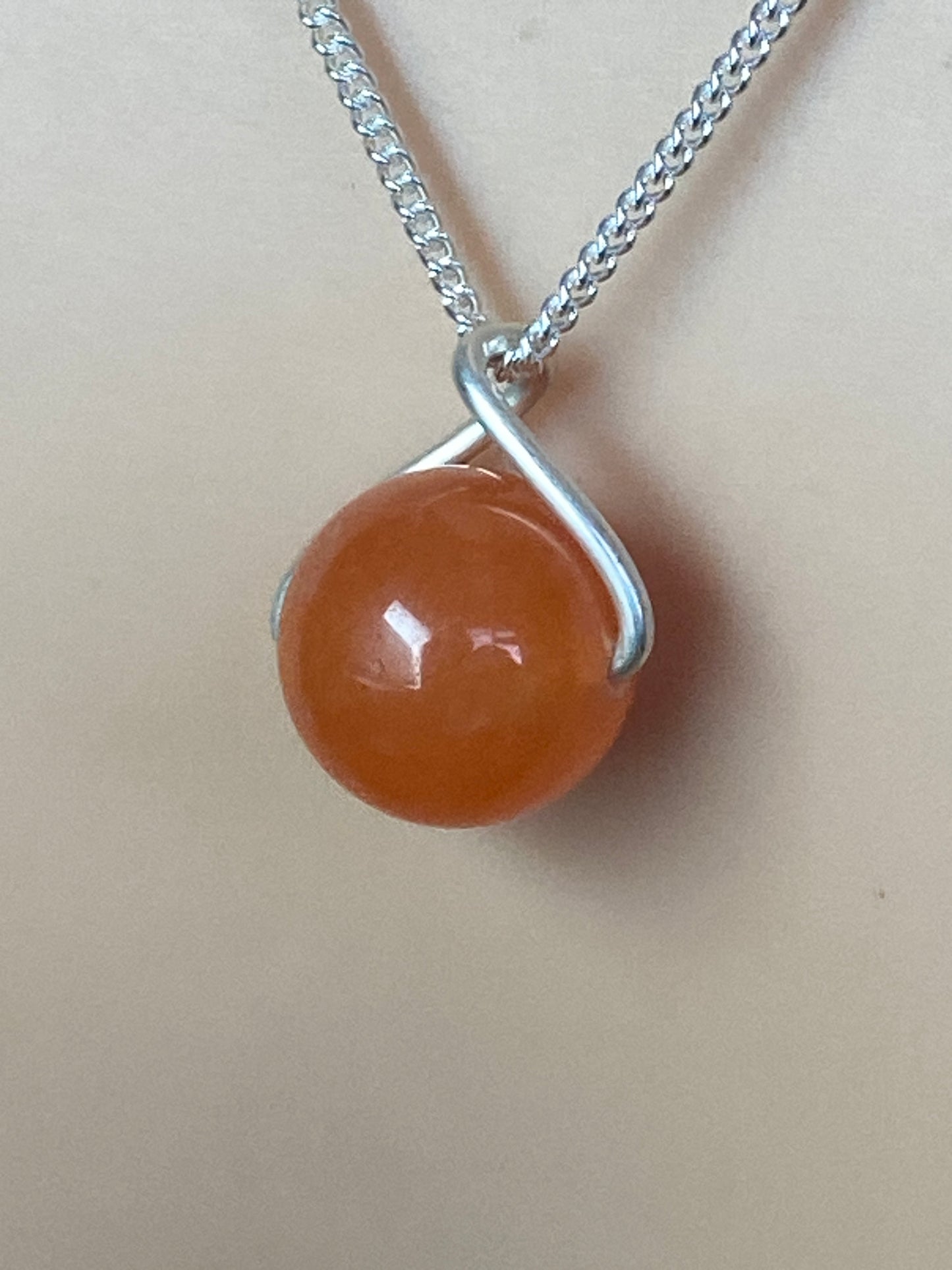Aventurine Silver necklace, 18” silver chain