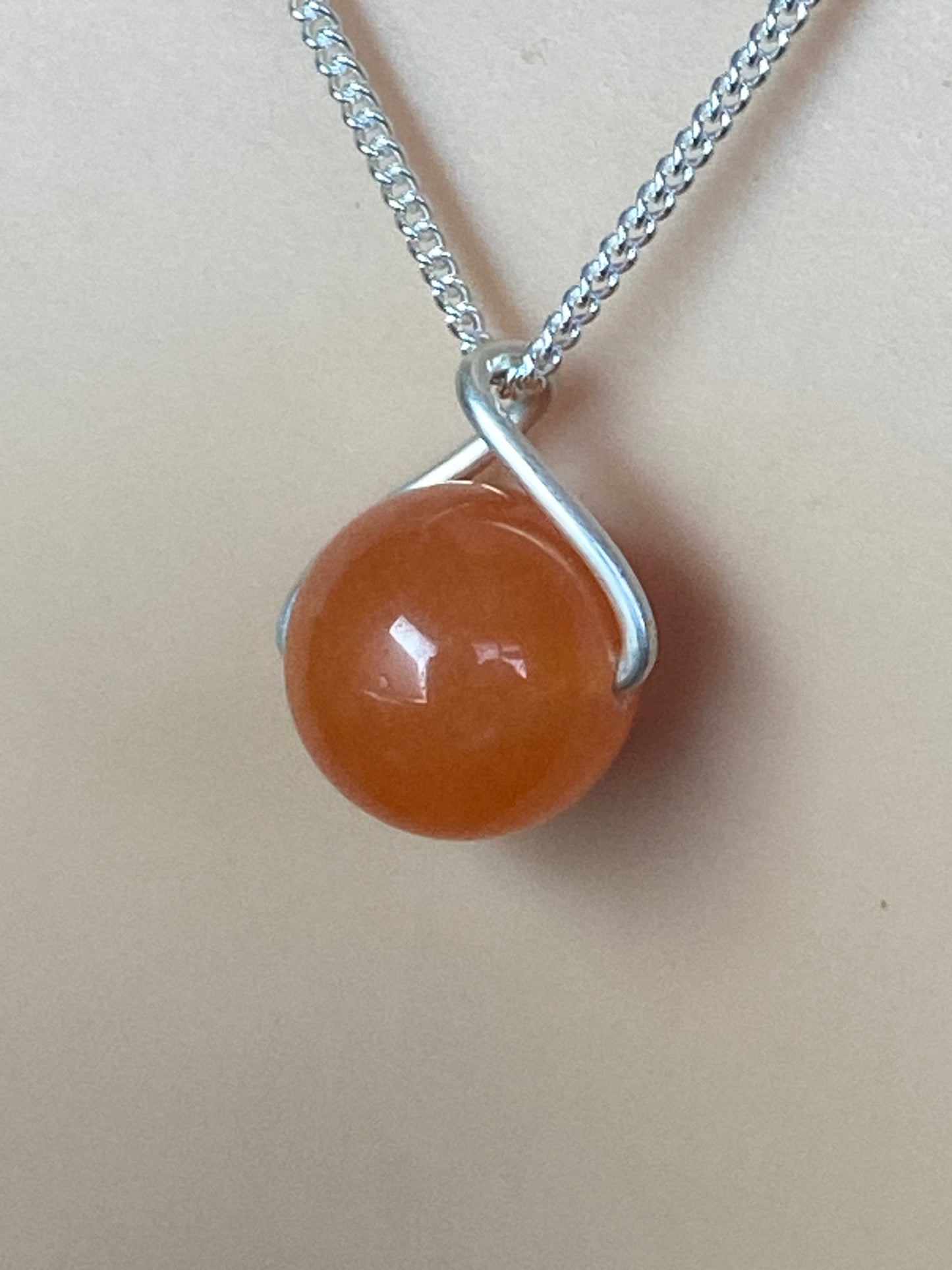 Aventurine Silver necklace, 18” silver chain