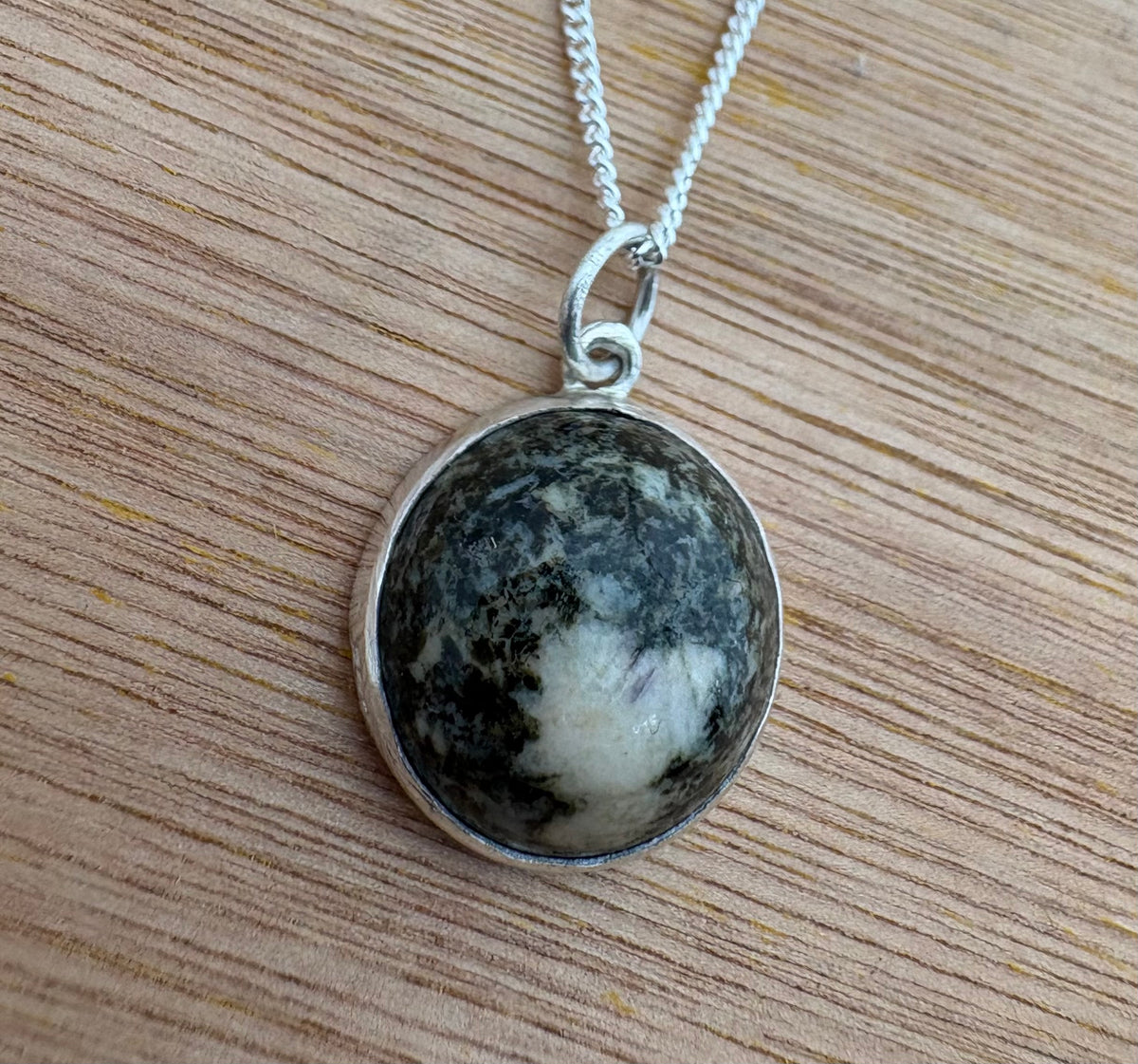 Preseli Bluestone silver pendant and solid 925 sterling silver, 18” chain