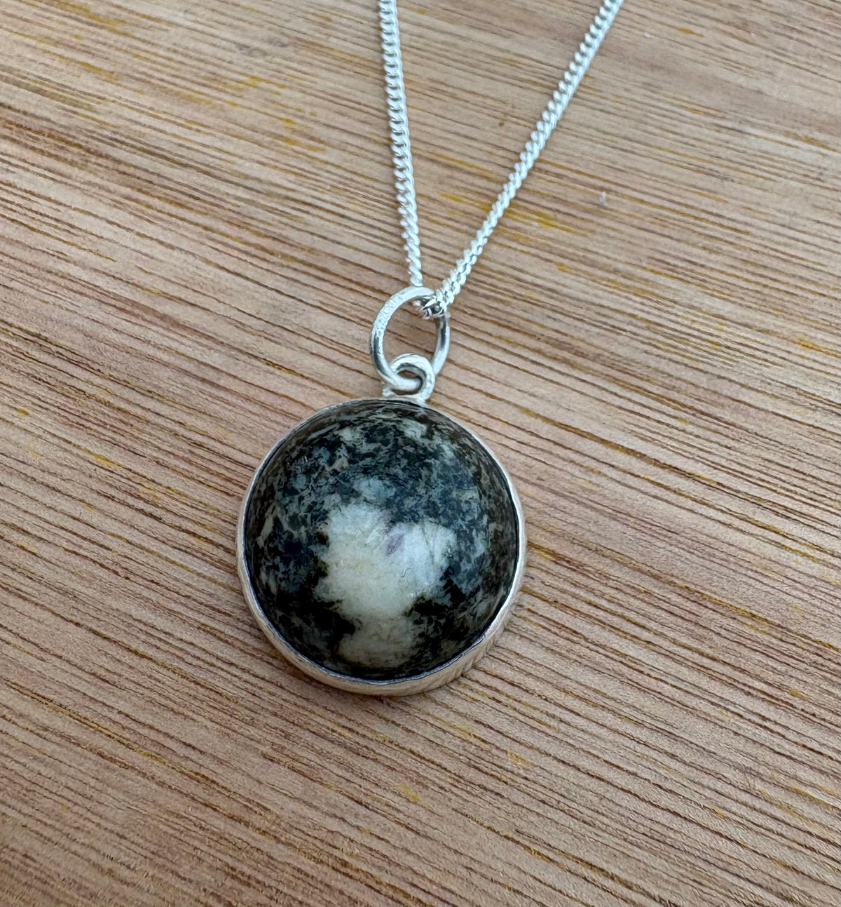 Preseli Bluestone silver pendant and solid 925 sterling silver, 18” chain