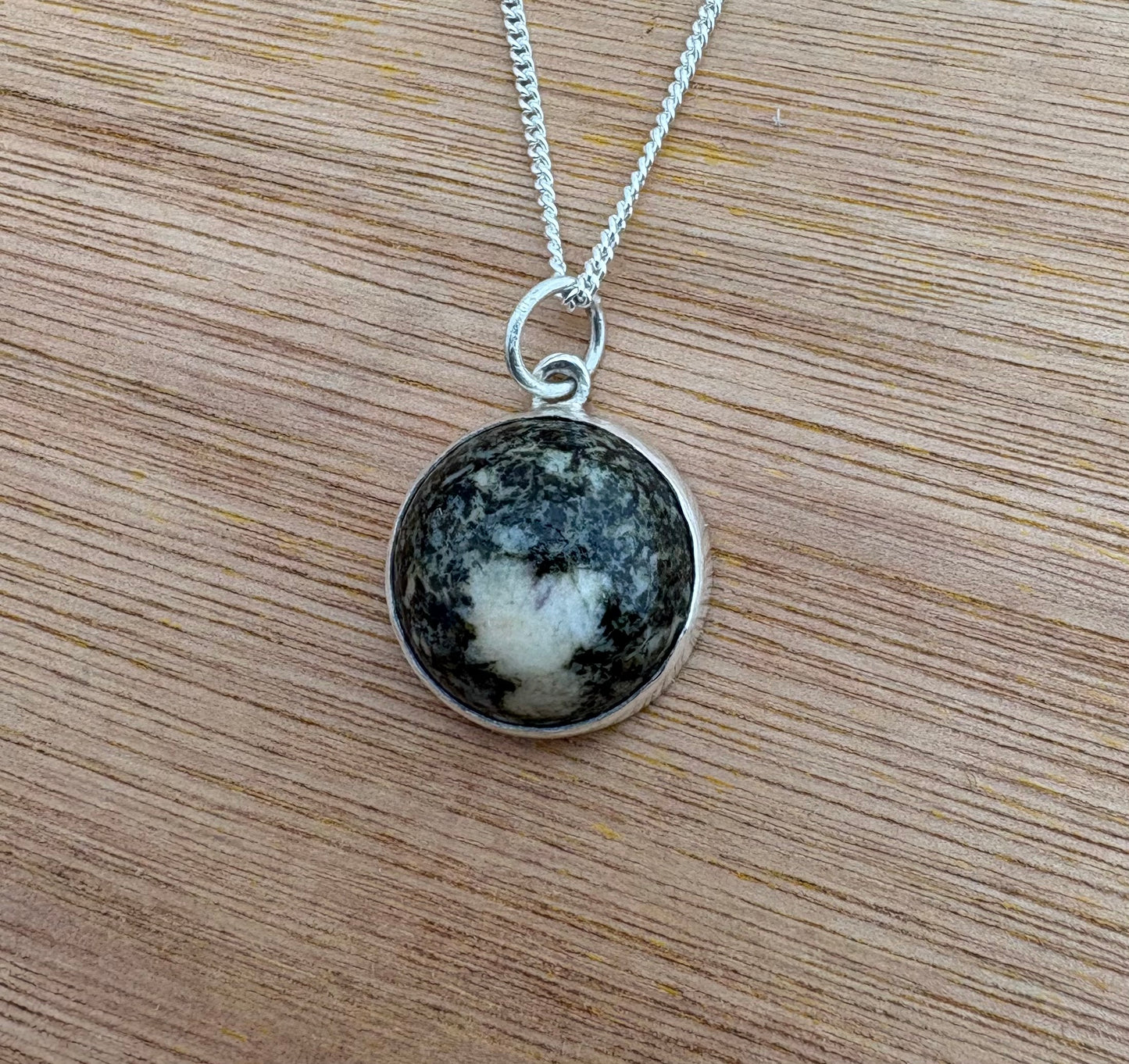 Preseli Bluestone silver pendant and solid 925 sterling silver, 18” chain