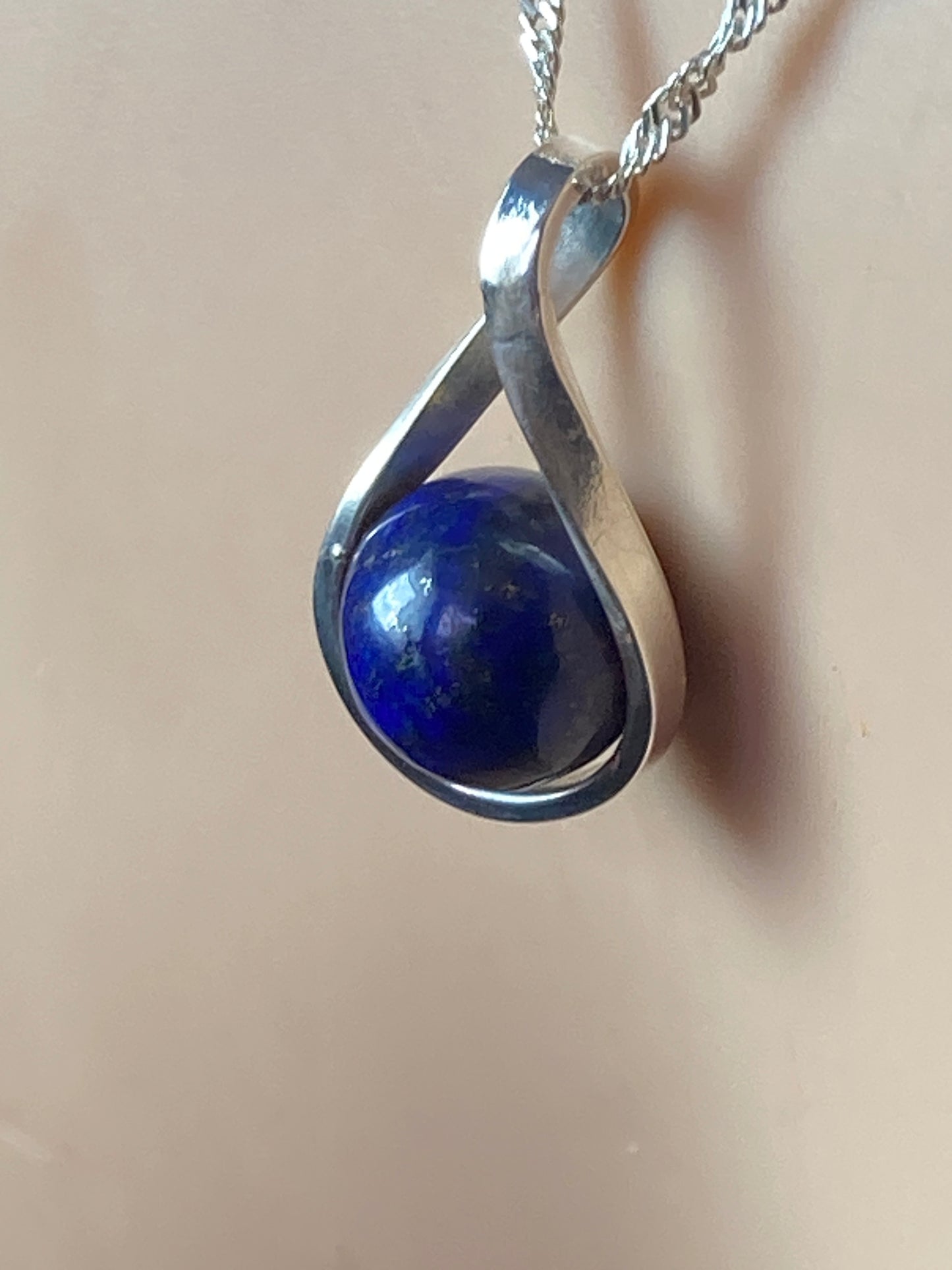 Lapis lazuli Silver necklace, 18” silver chain