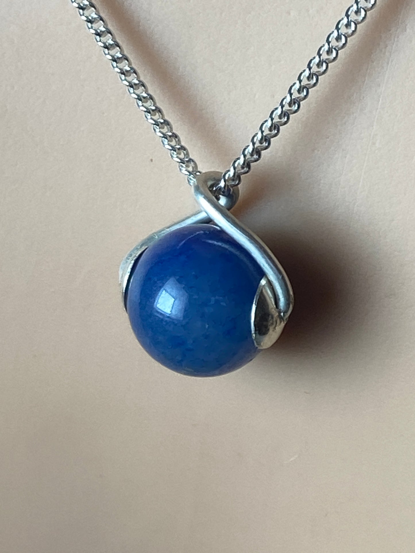 Silver Blue agate necklace