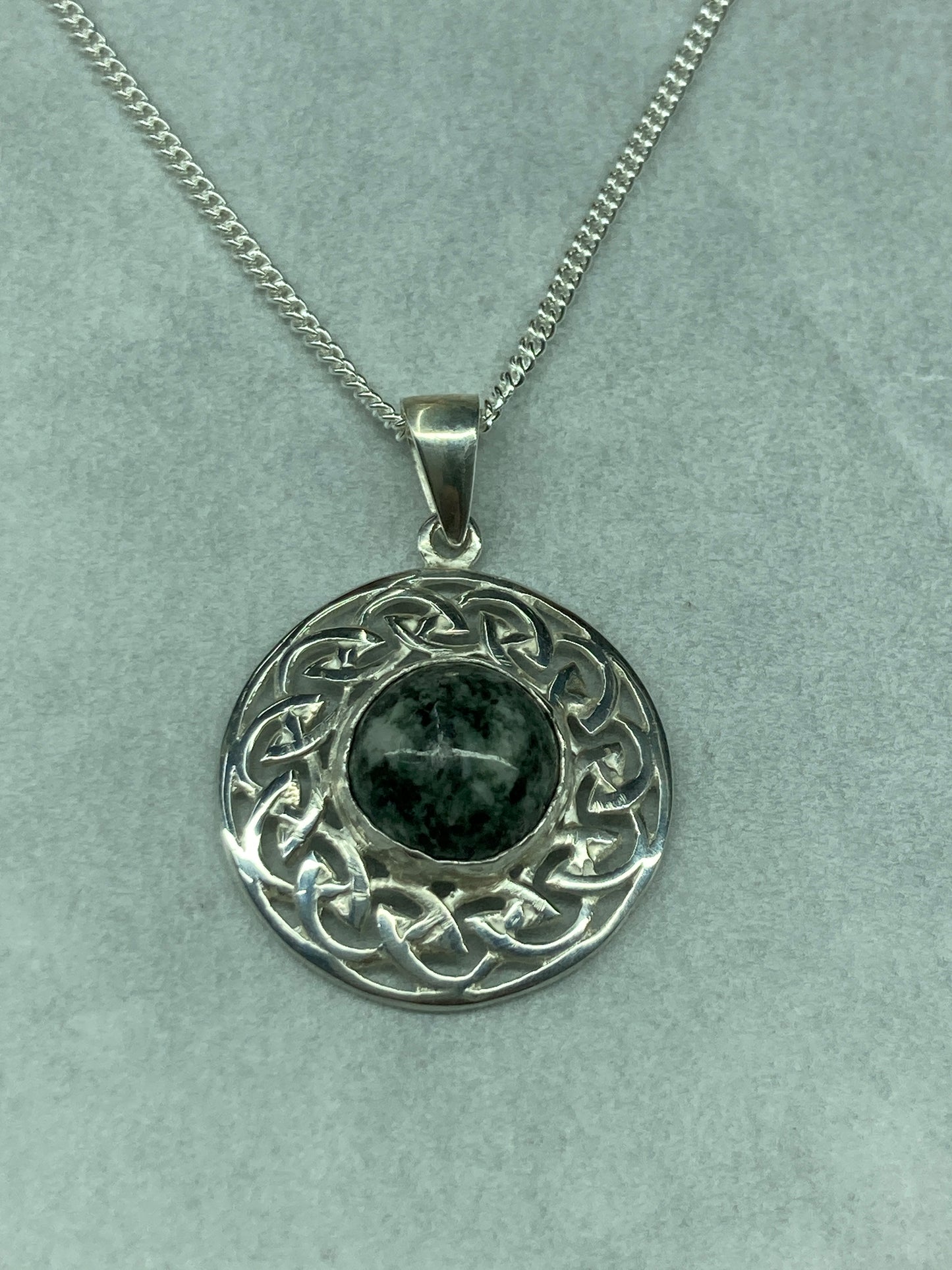 Preseli Bluestone and silver necklace, solid 925 sterling silver, 18” chain