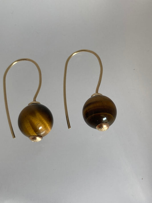 Gold tiger’s eye earrings