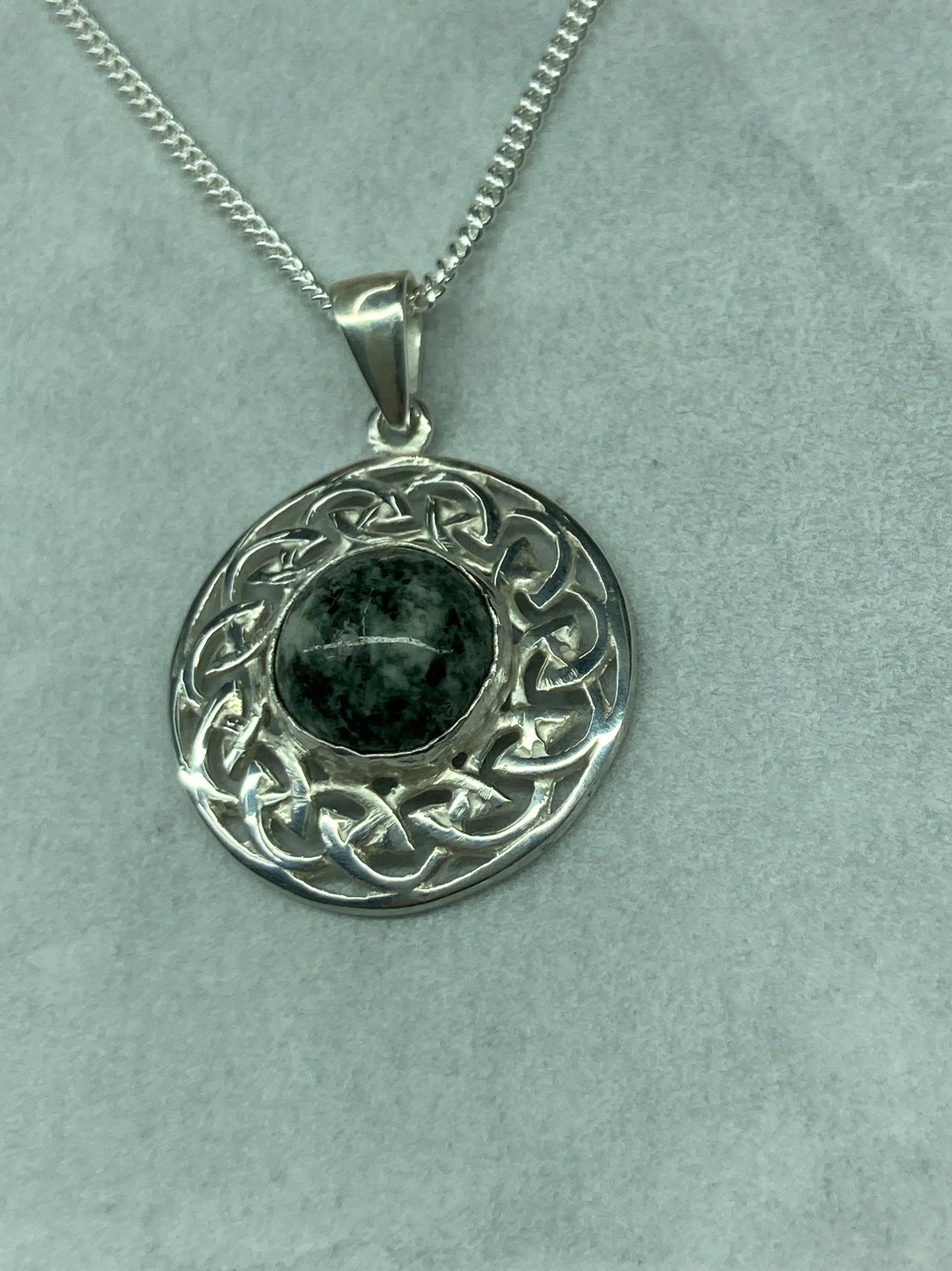 Preseli Bluestone and silver necklace, solid 925 sterling silver, 18” chain