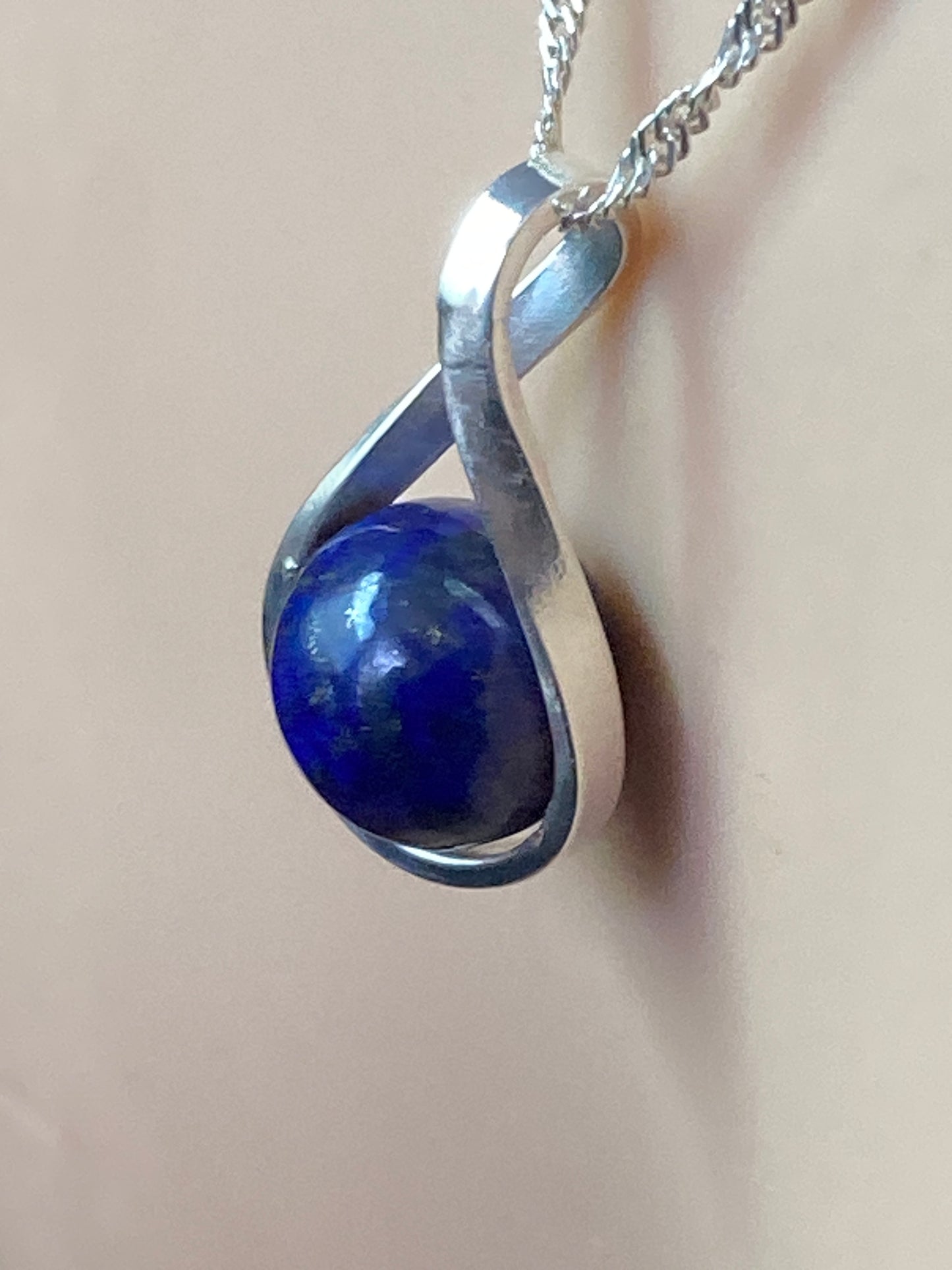 Lapis lazuli Silver necklace, 18” silver chain