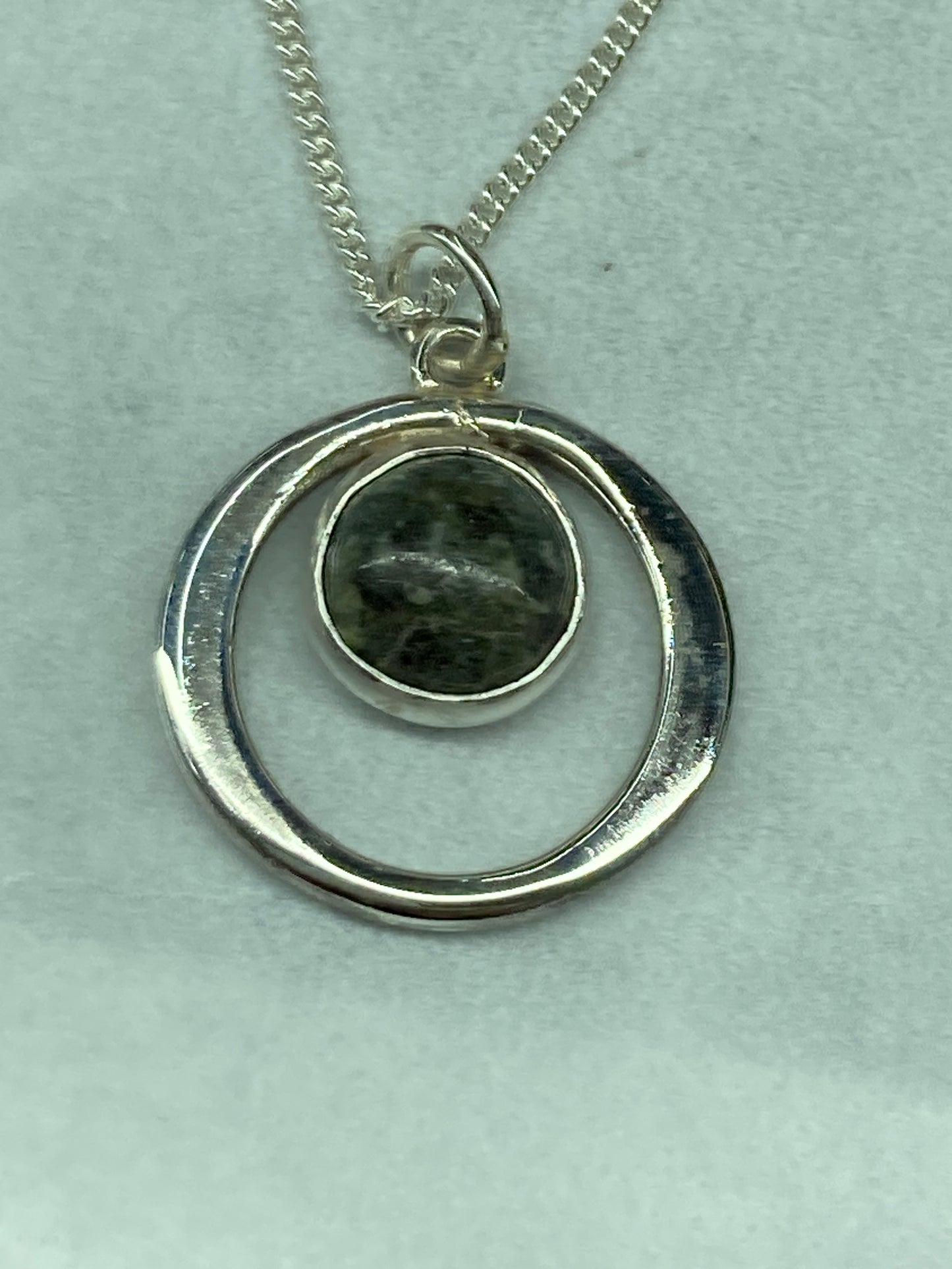 Preseli Bluestone and silver necklace, solid 925 sterling silver, 18” chain