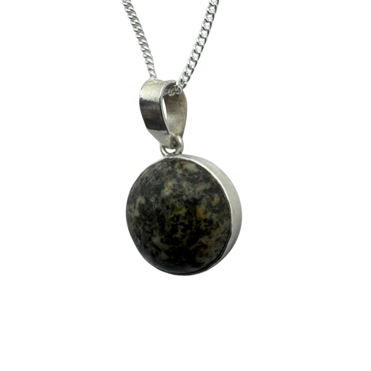 Preseli Bluestone and silver necklace, solid 925 sterling silver, 18” chain